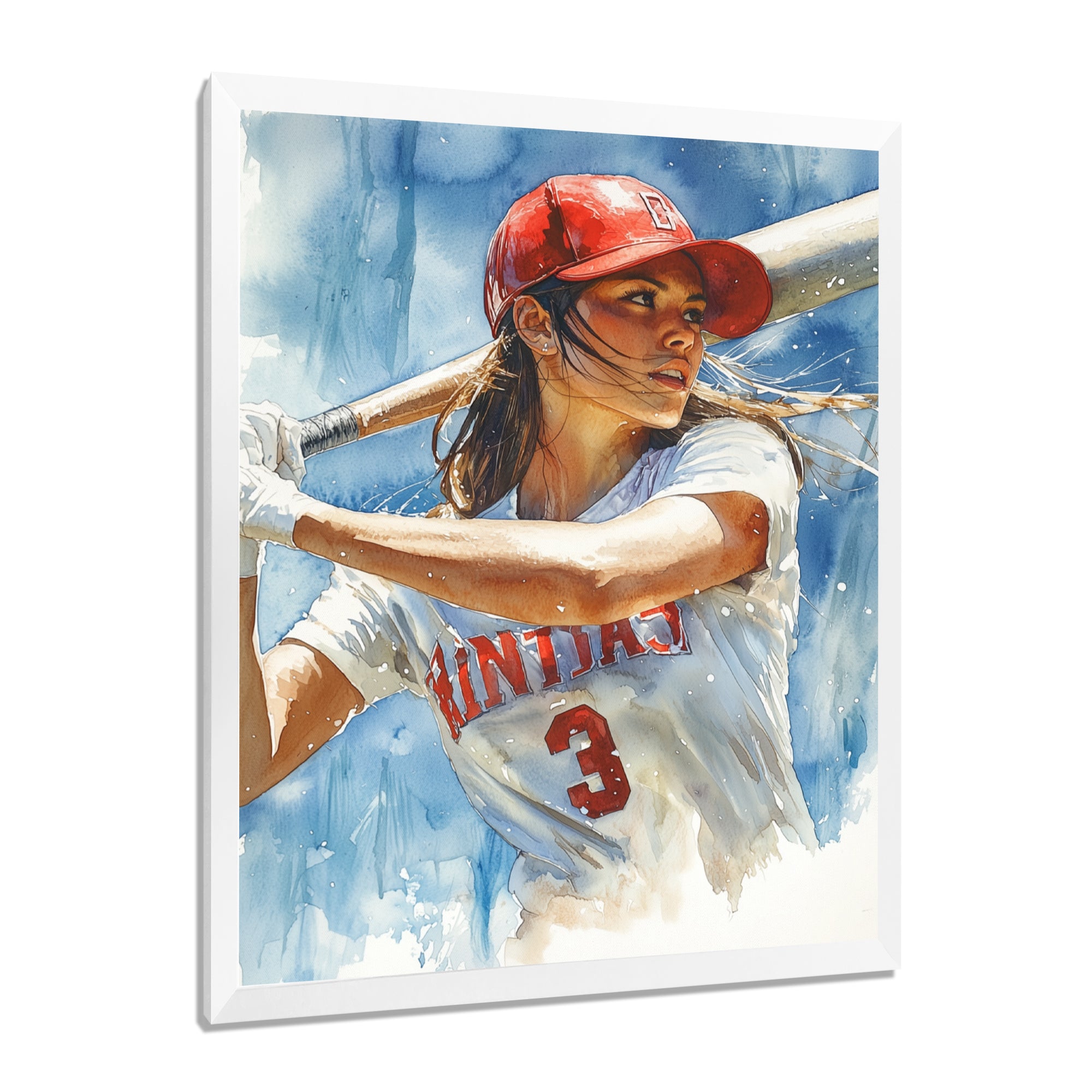 White Red Baseball Player At The Pitch - Sport Baseball Canvas Wall Art