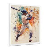 White Blue Baseball Player Hitting A Home Run - Sport Baseball Canvas Wall Art