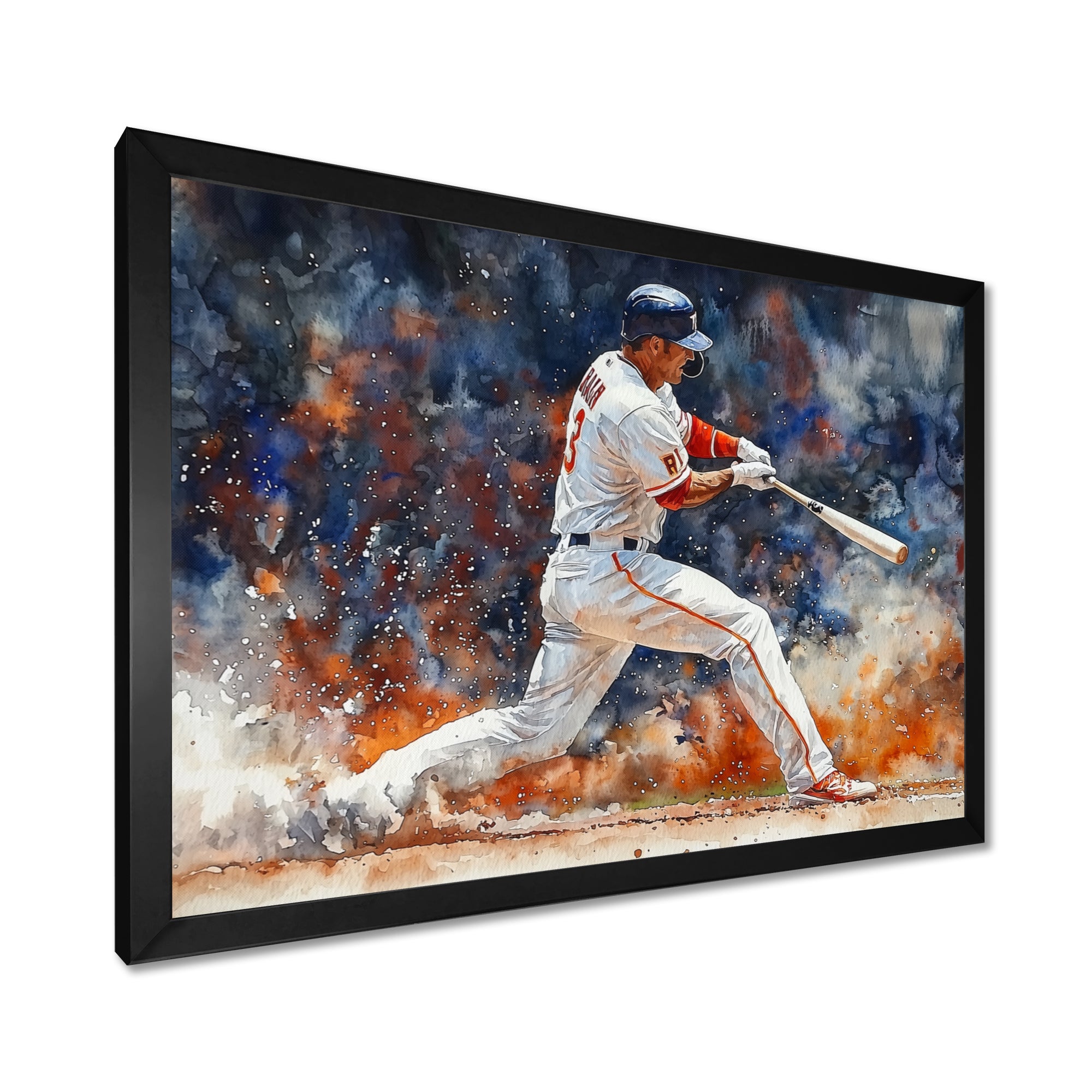 White Red Baseball Player On The Field - Sport Baseball Canvas Wall Art