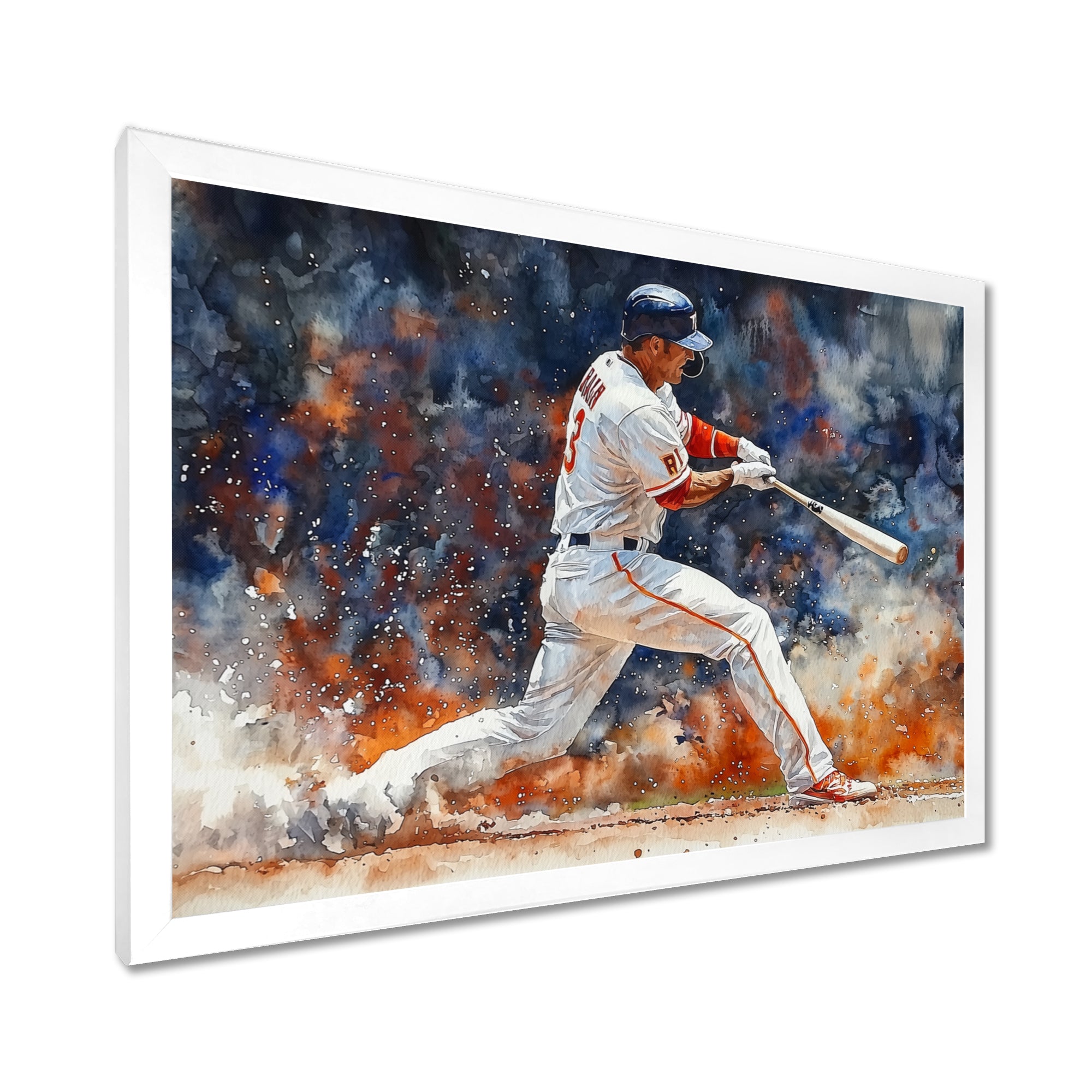 White Red Baseball Player On The Field - Sport Baseball Canvas Wall Art