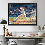 White Blue Baseball Player On The Field - Sport Baseball Canvas Wall Art