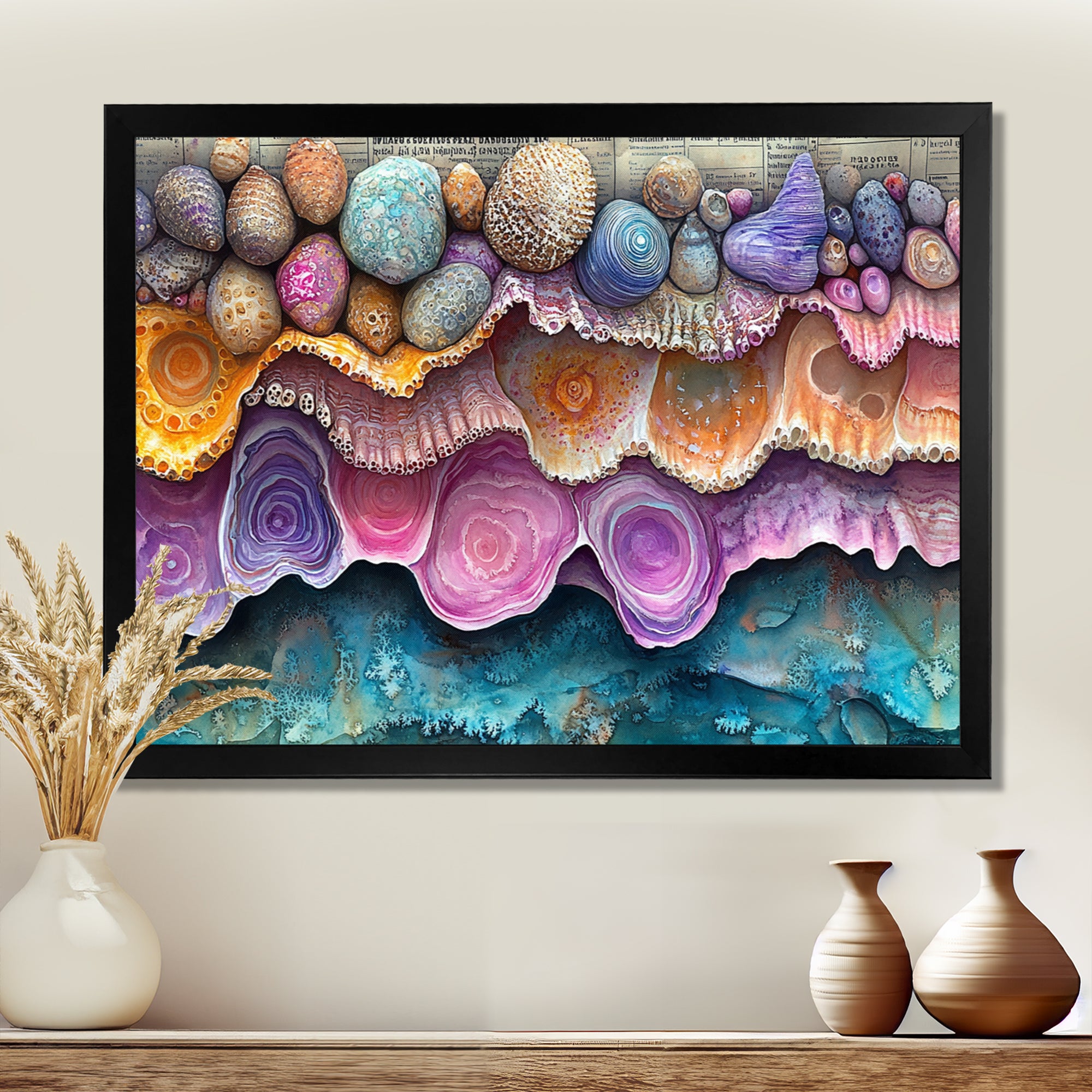 Pink And Blue Coral Oceans Edge Of Wonder - Coral Wall Art Prints