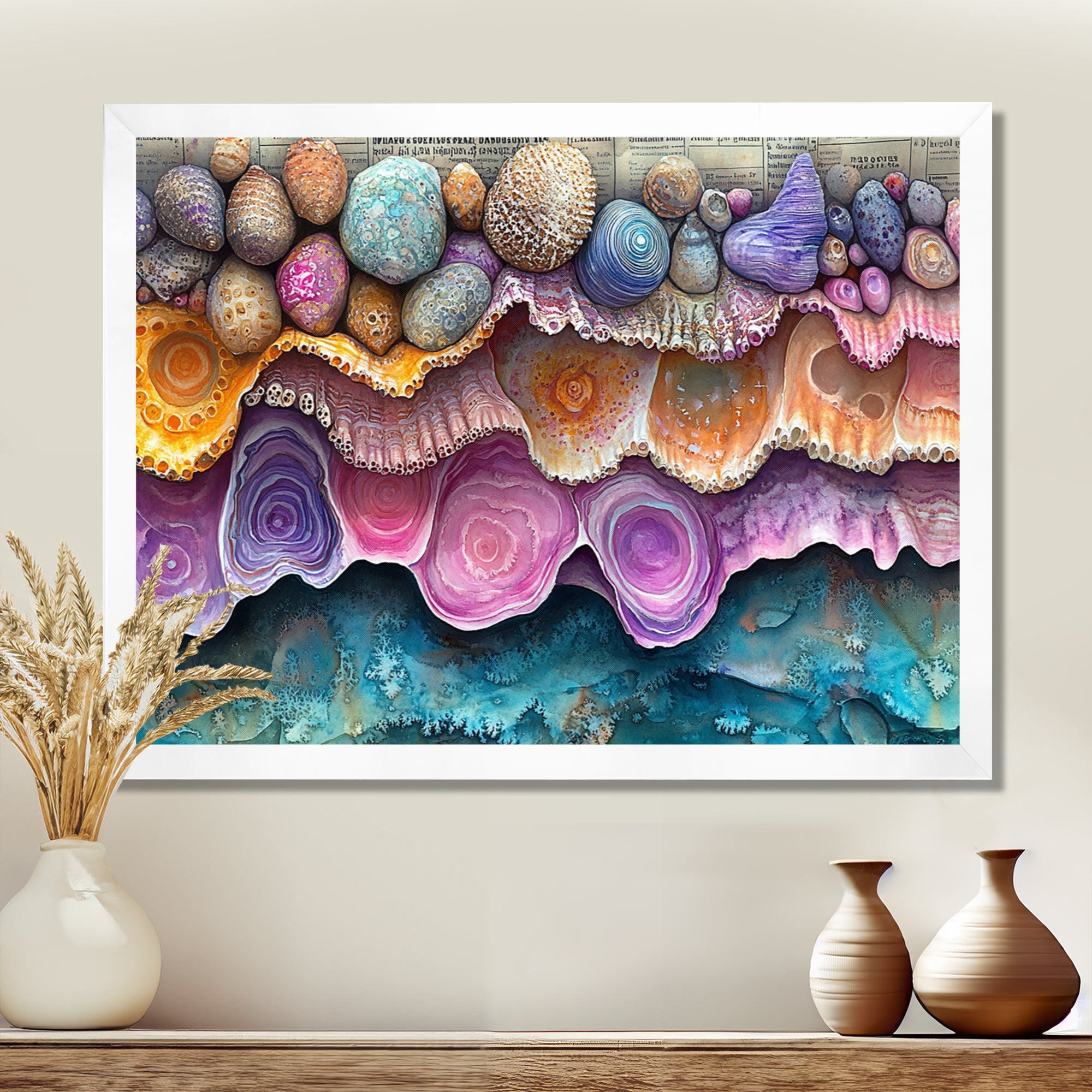 Pink And Blue Coral Oceans Edge Of Wonder - Coral Wall Art Prints