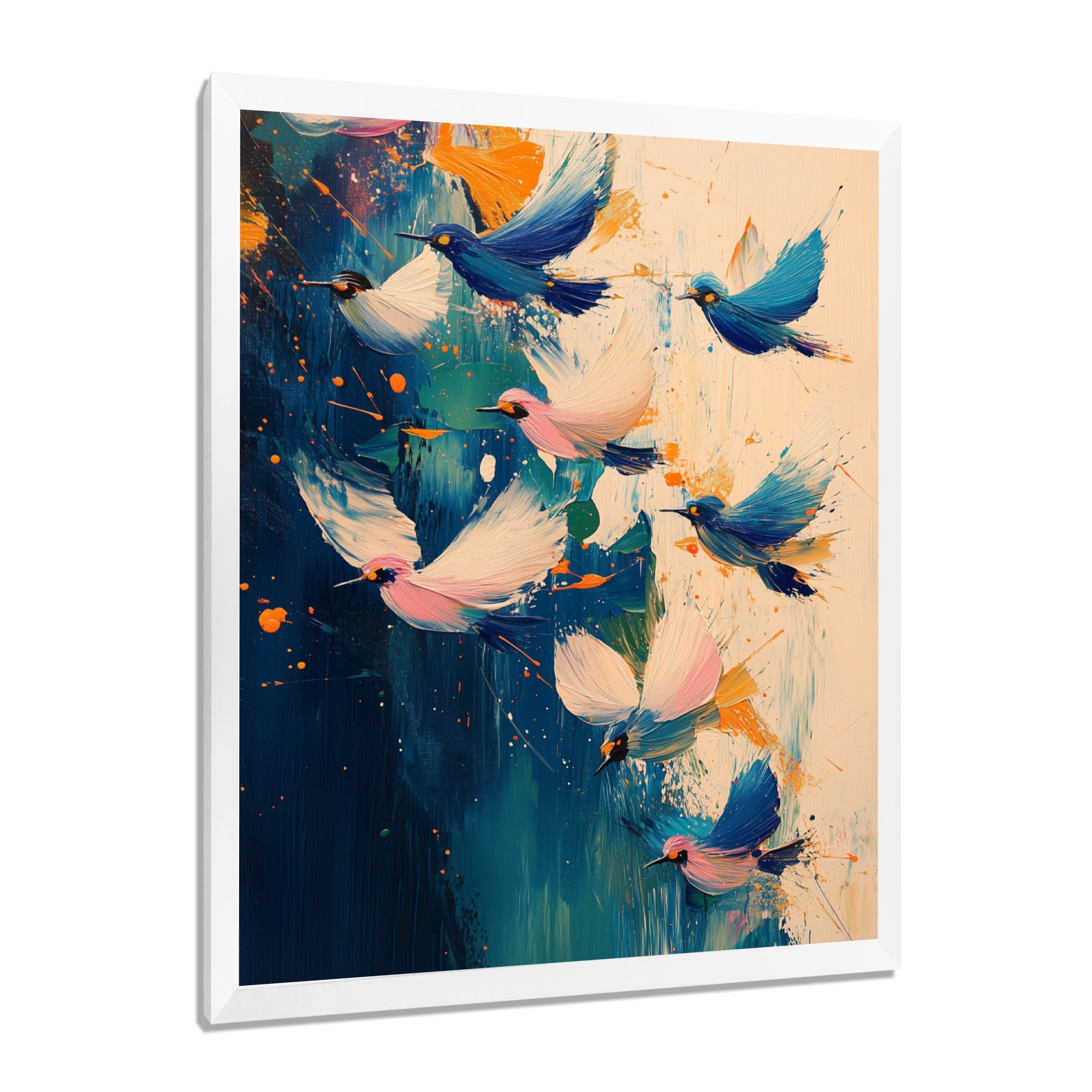 Blue And Yellow Bird Shuttlecock Frenzy - Blue Bird Wall Art