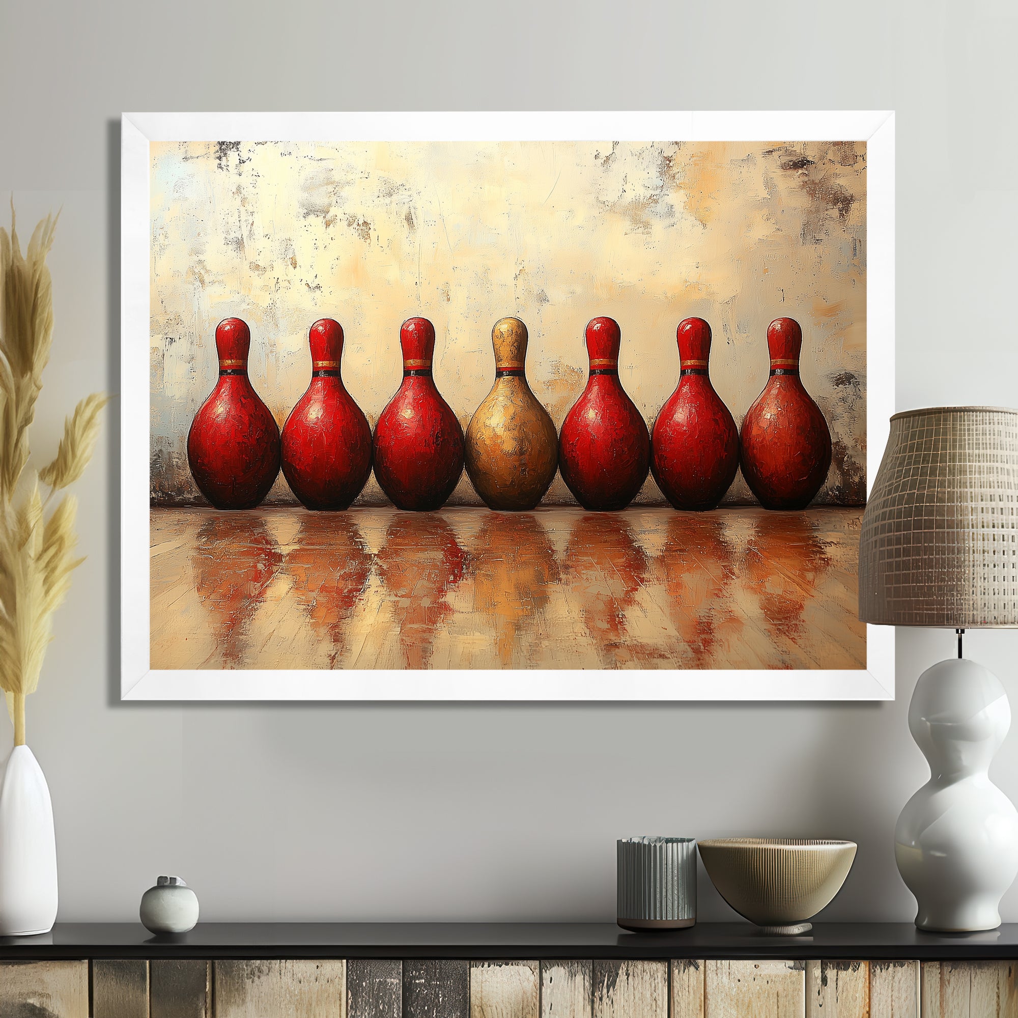 Red And Gold Bowling Perfect Game - Bowling Canvas Wall Art