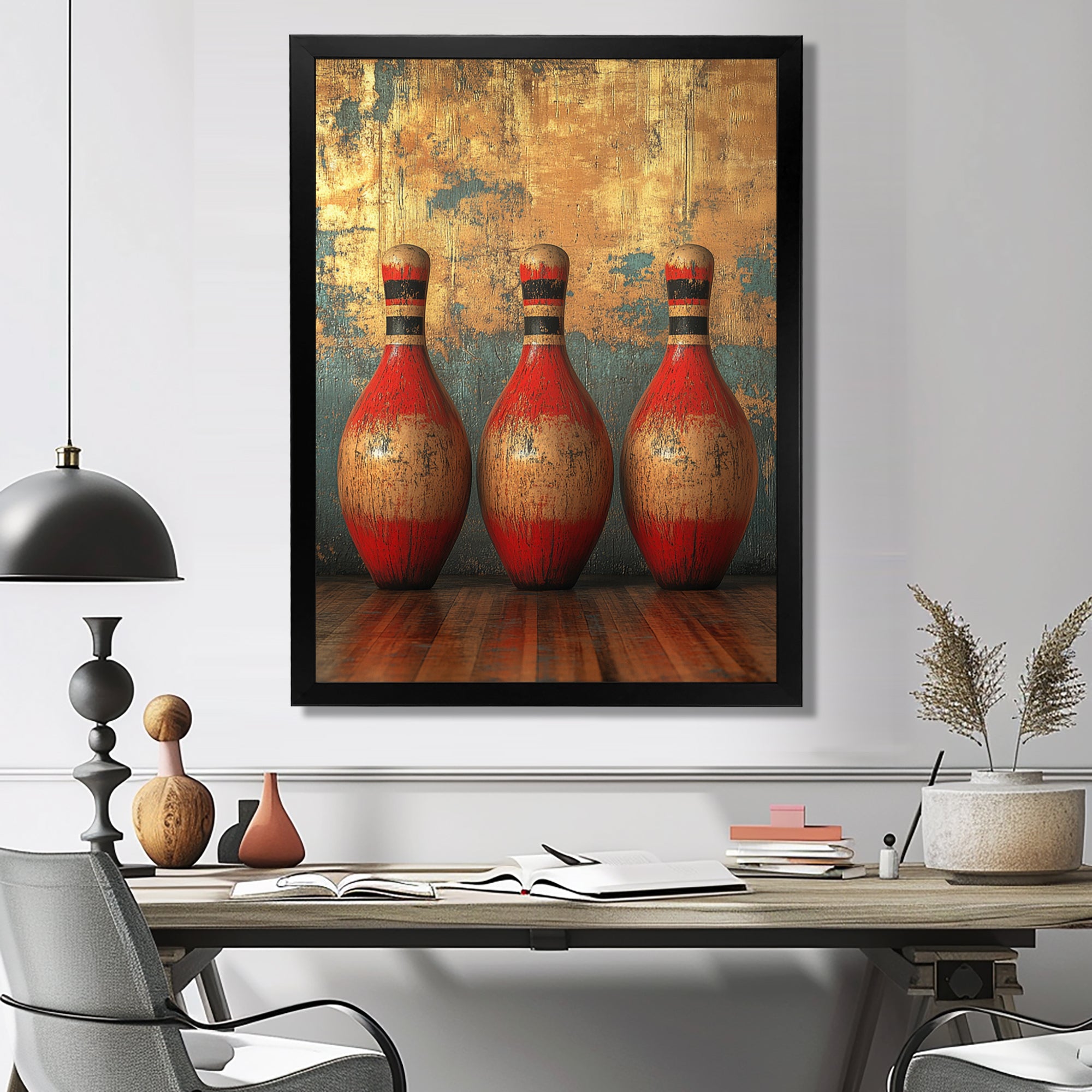 Gold And Red Bowling Perfect Game - Bowling Canvas Wall Art