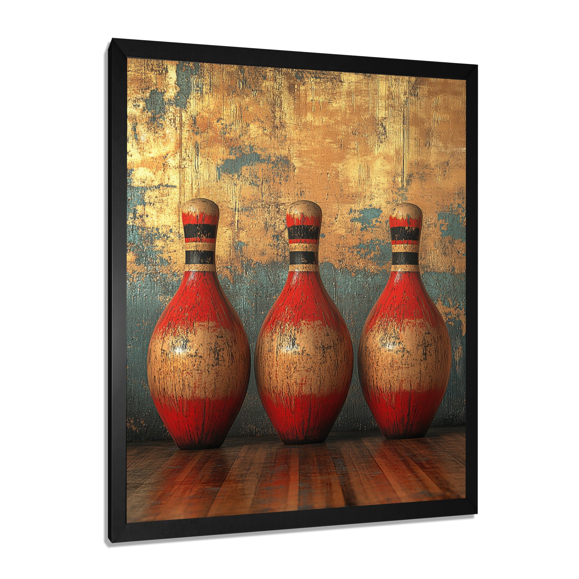 Gold And Red Bowling Perfect Game - Bowling Canvas Wall Art