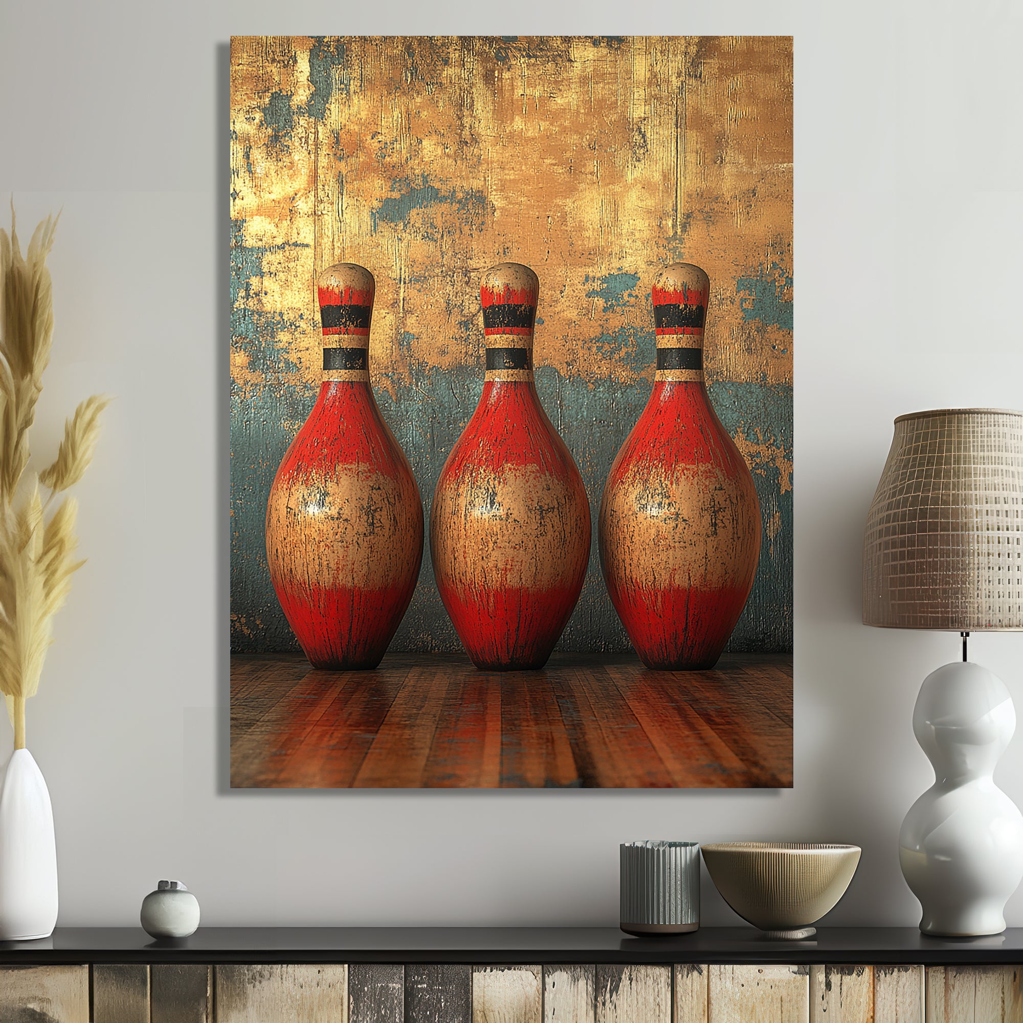 Gold And Red Bowling Perfect Game - Bowling Canvas Wall Art
