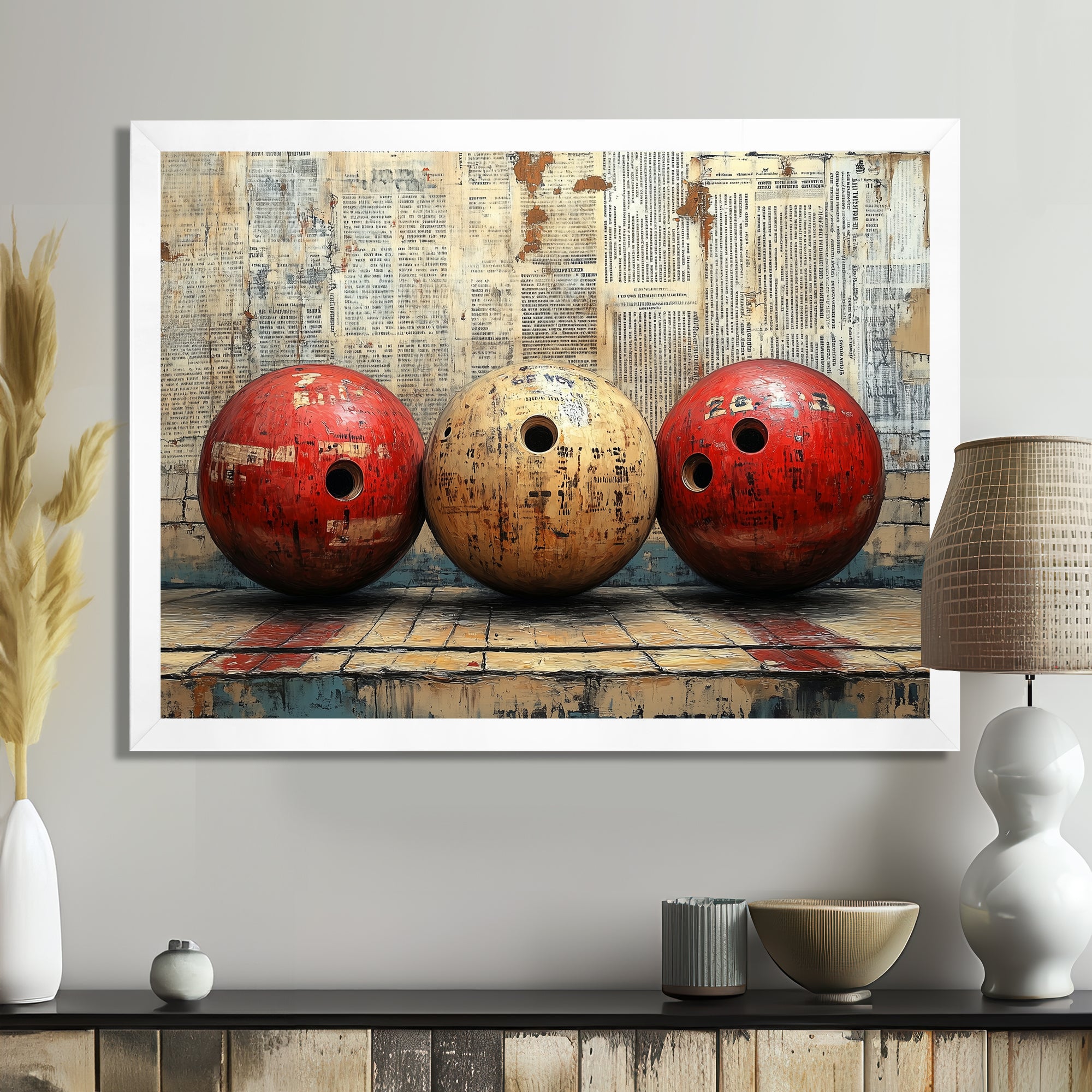 Gold And Red Bowling Perfect Game Glory - Bowling Canvas Wall Art