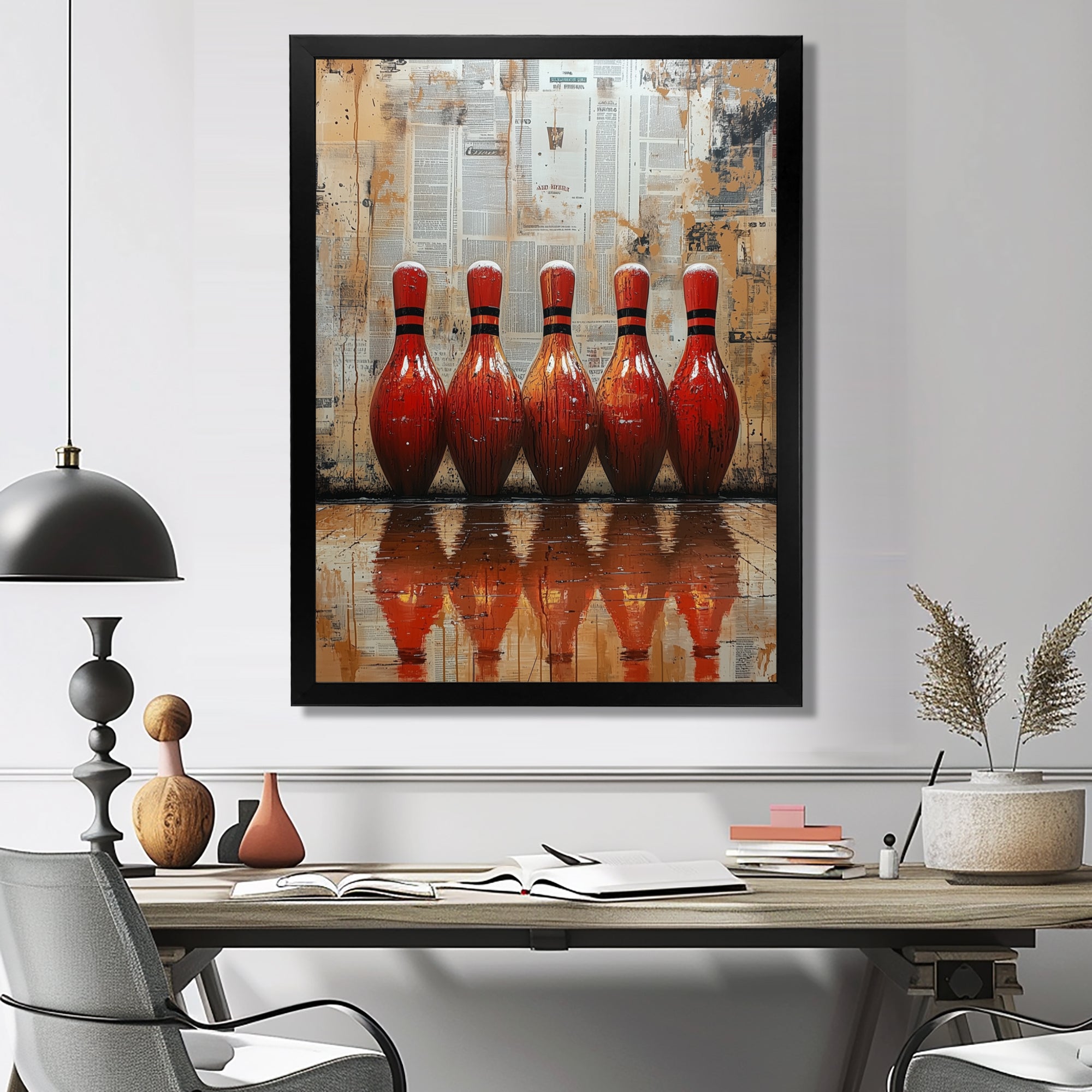 Red And Brown Bowling Perfect Game Glory - Bowling Canvas Wall Art