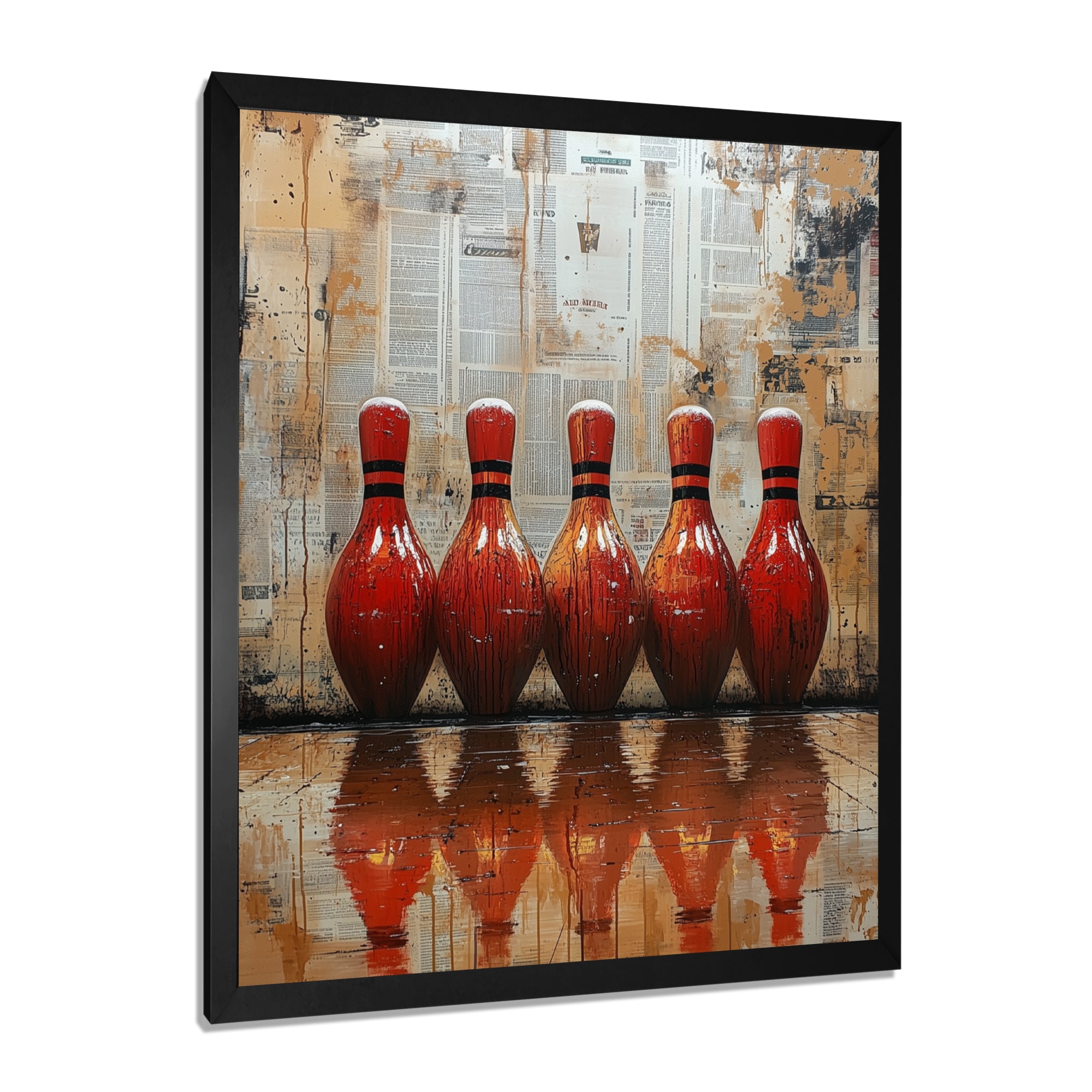 Red And Brown Bowling Perfect Game Glory - Bowling Canvas Wall Art
