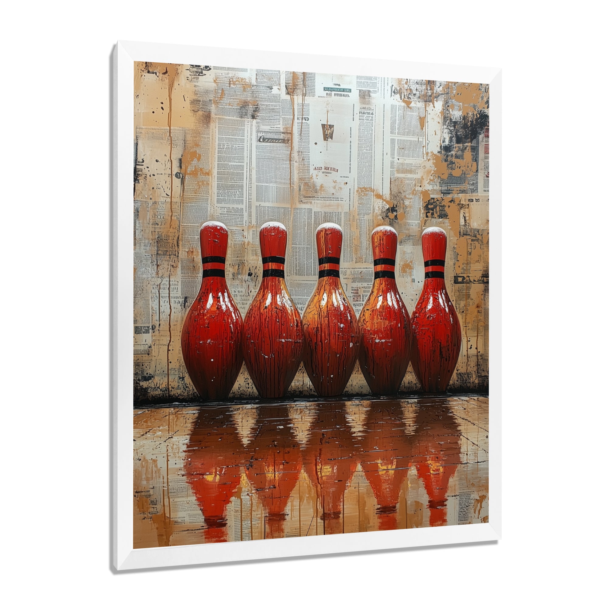 Red And Brown Bowling Perfect Game Glory - Bowling Canvas Wall Art