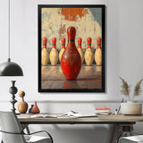 Red And White Bowling Pin Topple - Bowling Canvas Wall Art