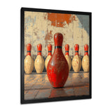 Red And White Bowling Pin Topple - Bowling Canvas Wall Art