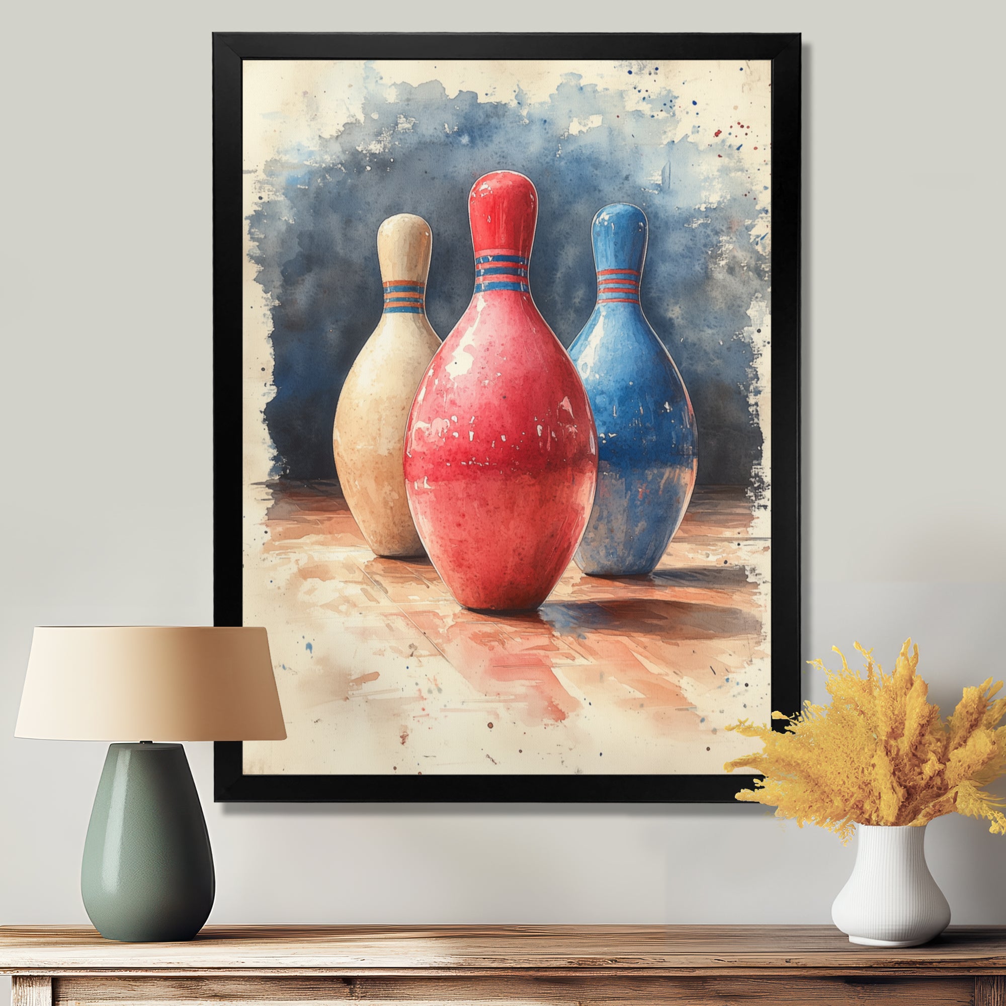 Pink And Blue Bowling Pinsetters Rhythm I - Bowling Canvas Wall Art