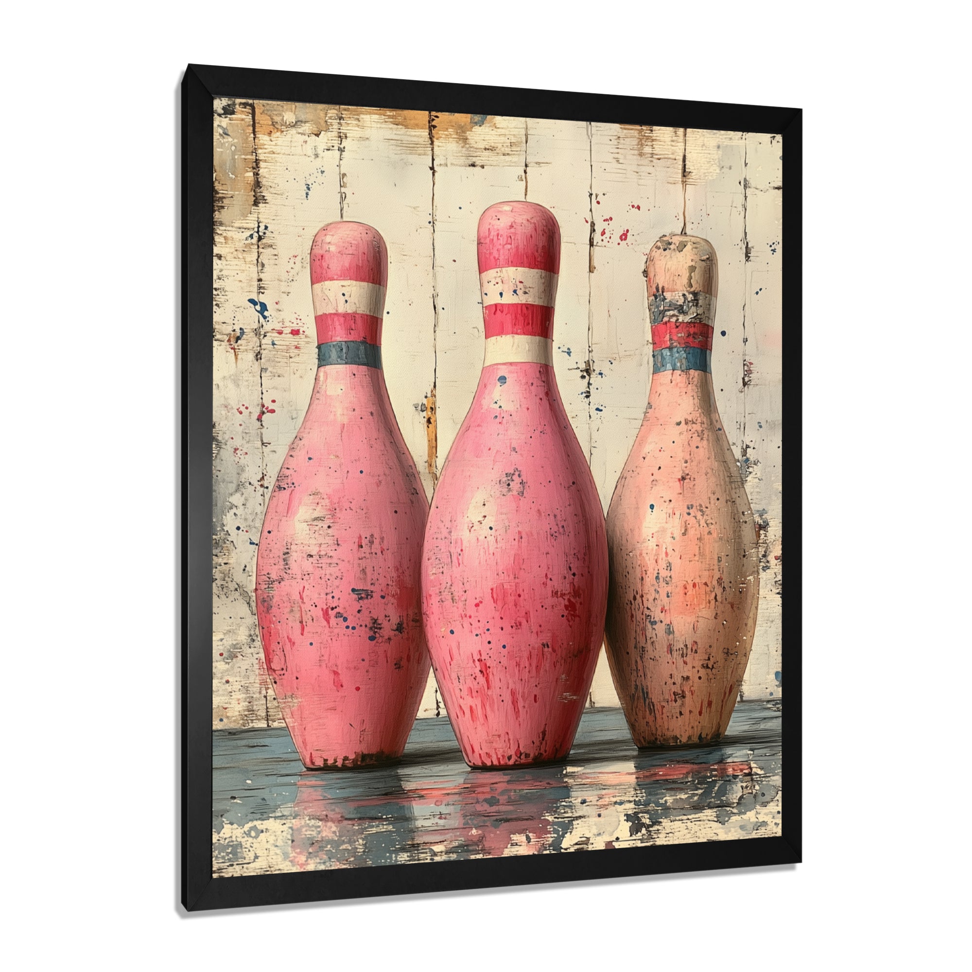 Pink And Beige Bowling Pinsetters Rhythm - Bowling Canvas Wall Art