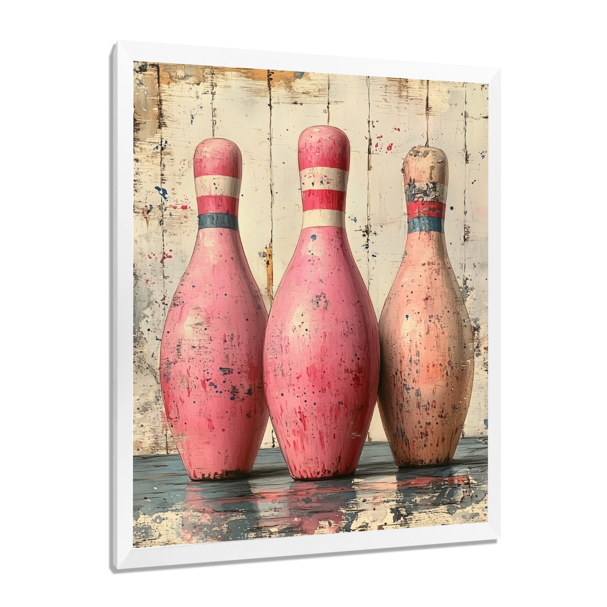 Pink And Beige Bowling Pinsetters Rhythm - Bowling Canvas Wall Art