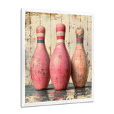 Pink And Beige Bowling Pinsetters Rhythm - Bowling Canvas Wall Art