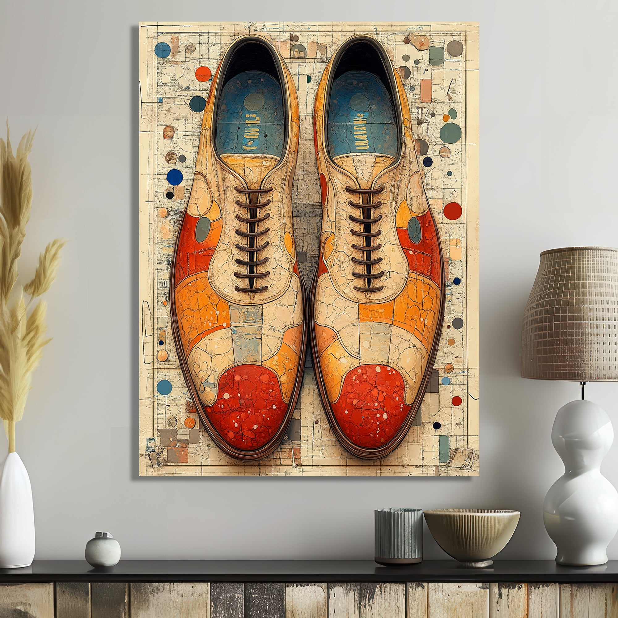 Orange And Yellow Bowling Shoe Rental - Bowling Canvas Wall Art