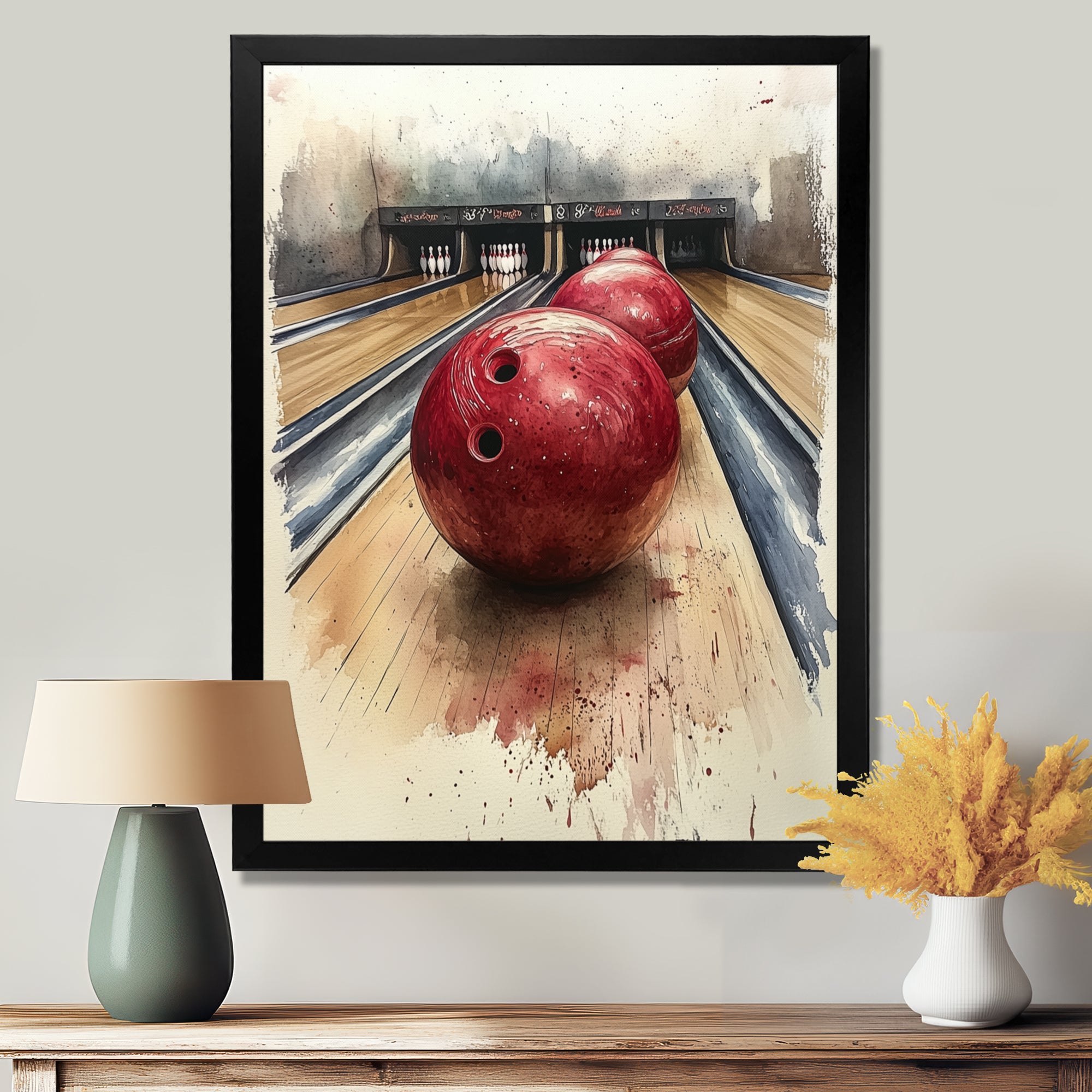 Red And Grey Bowling Spare Shot Focus - Bowling Canvas Wall Art