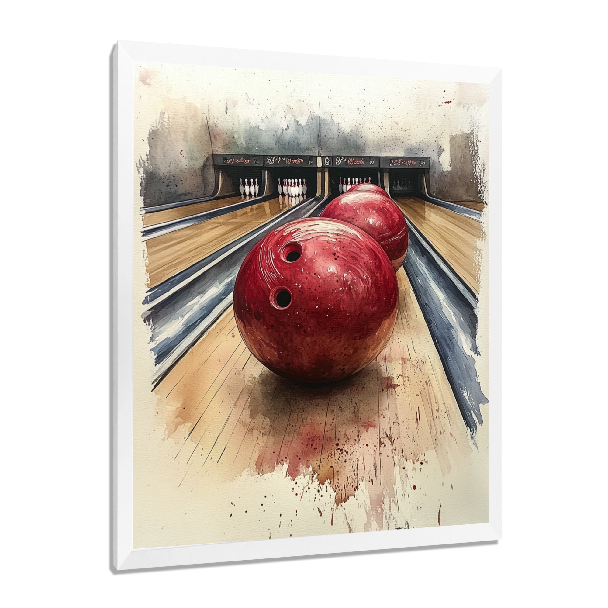 Red And Grey Bowling Spare Shot Focus - Bowling Canvas Wall Art