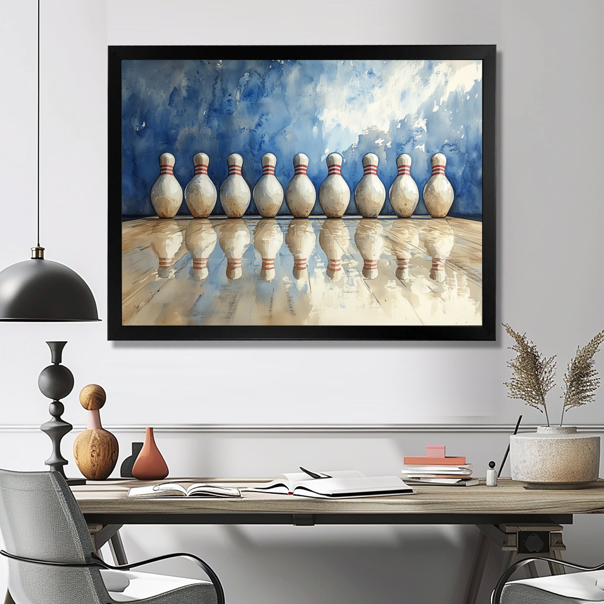 Blue And White Bowling Split Decision - Bowling Canvas Wall Art