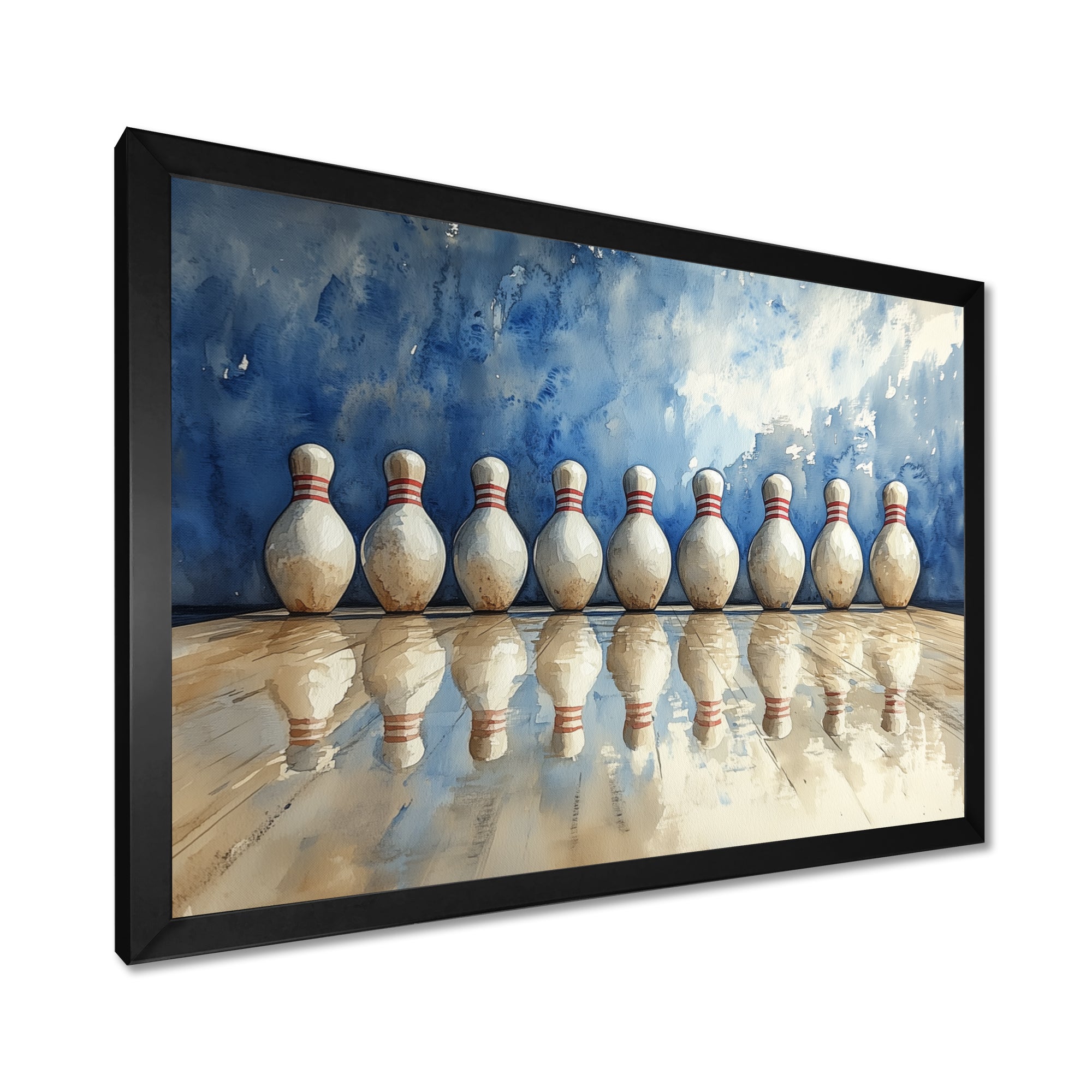 Blue And White Bowling Split Decision - Bowling Canvas Wall Art