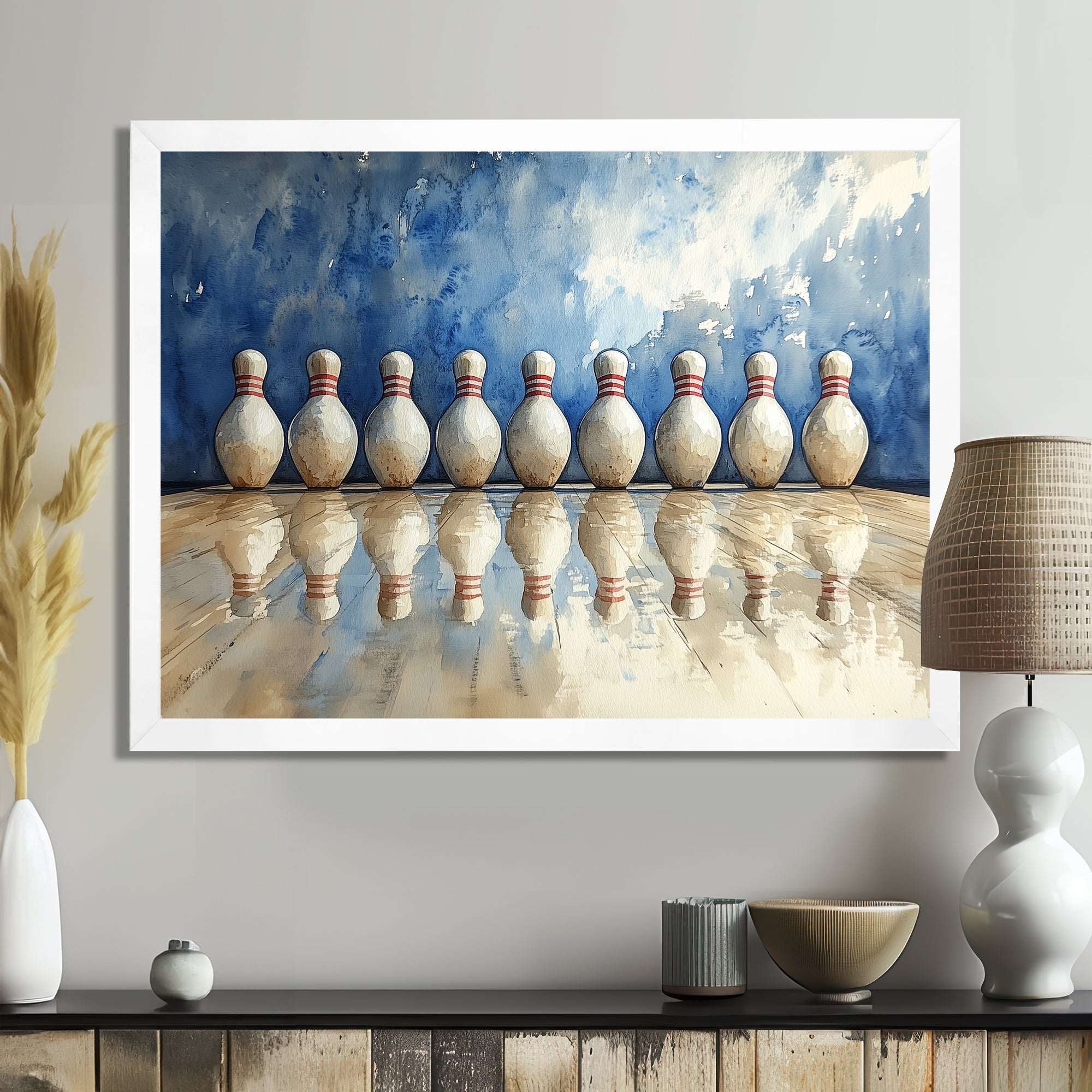 Blue And White Bowling Split Decision - Bowling Canvas Wall Art