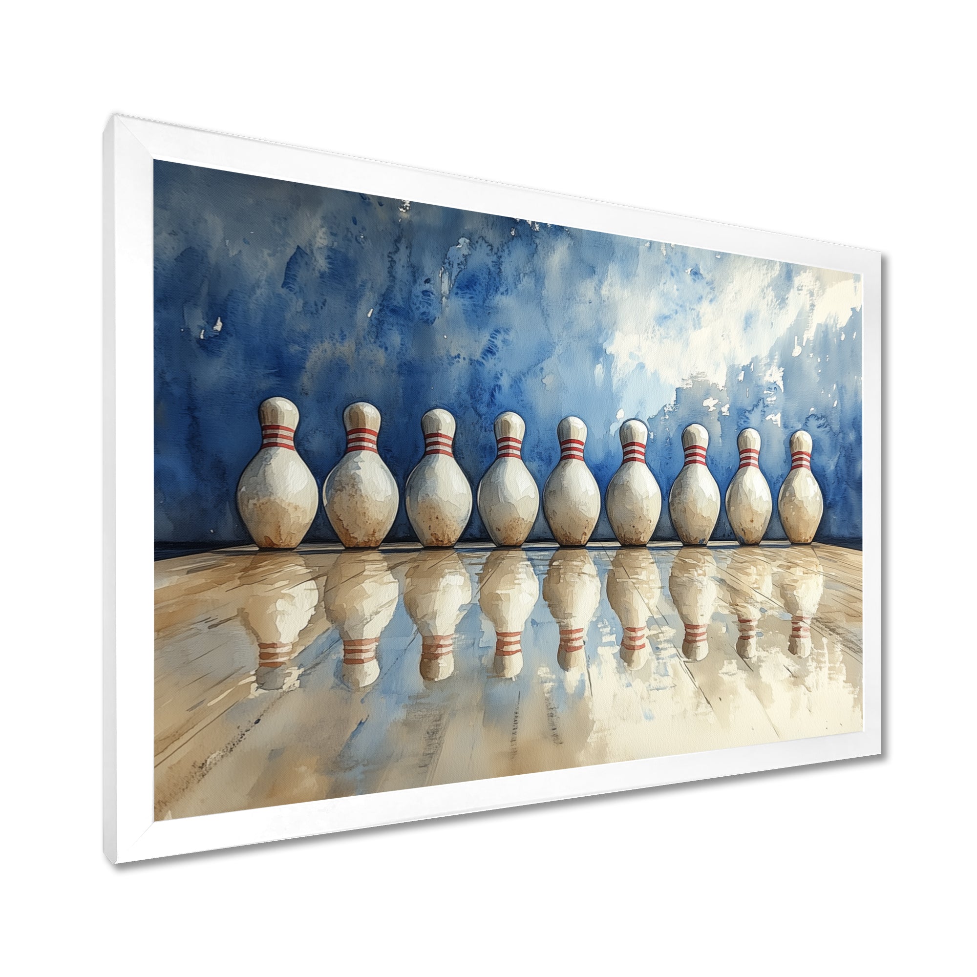 Blue And White Bowling Split Decision - Bowling Canvas Wall Art