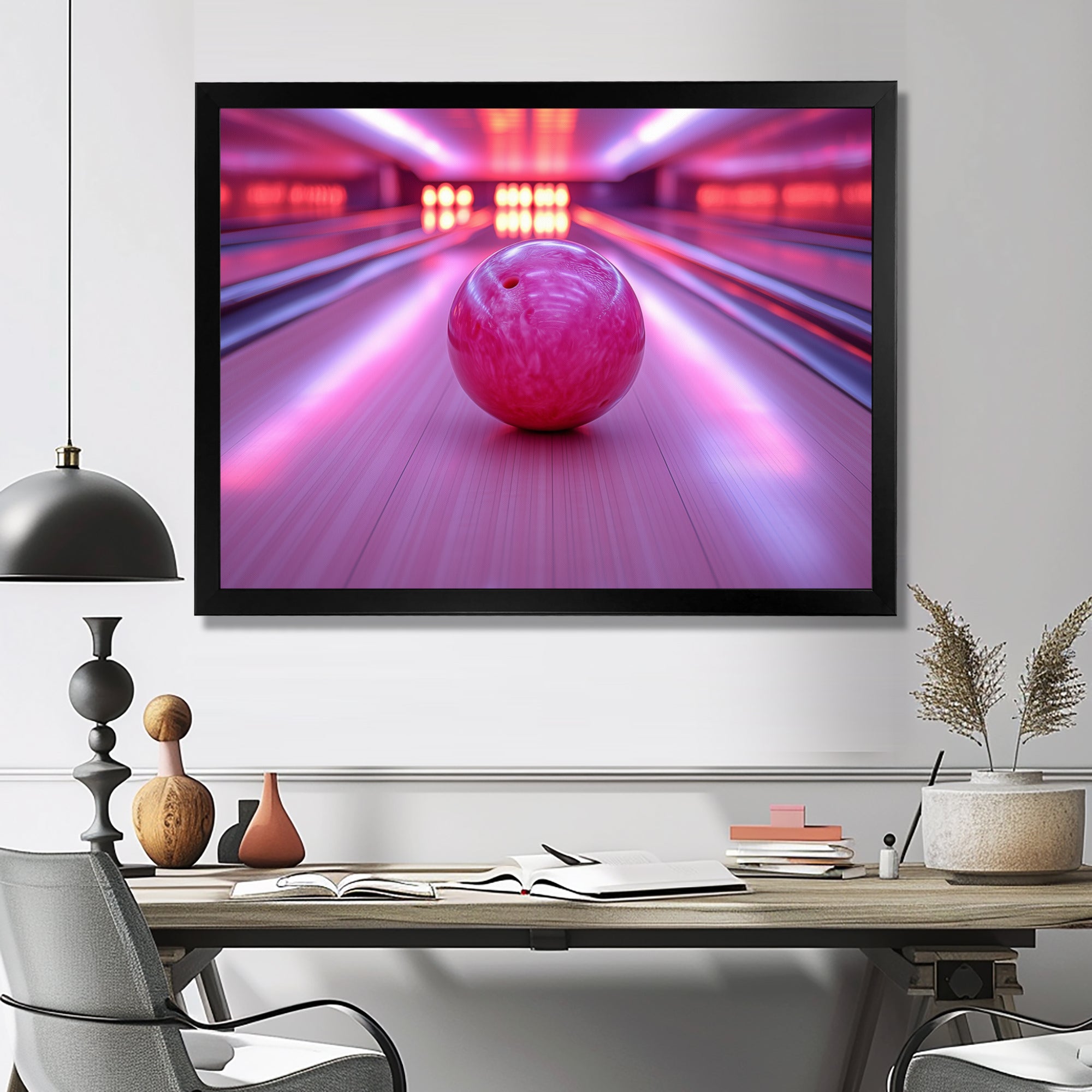 Pink And Purple Bowling Strike Celebration - Bowling Canvas Wall Art