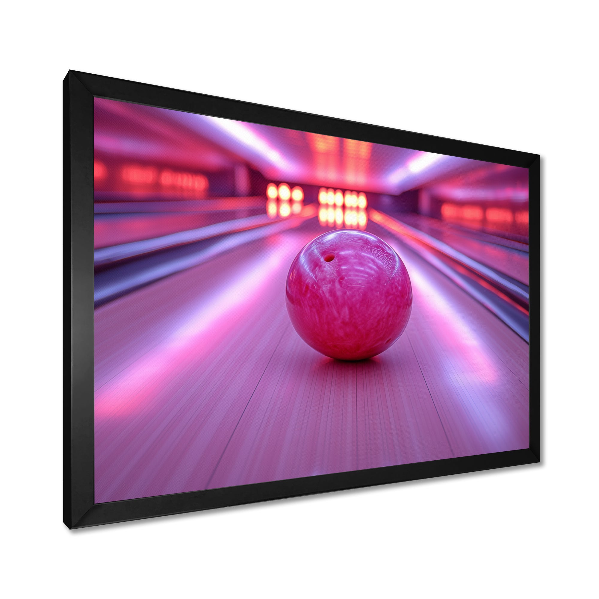 Pink And Purple Bowling Strike Celebration - Bowling Canvas Wall Art