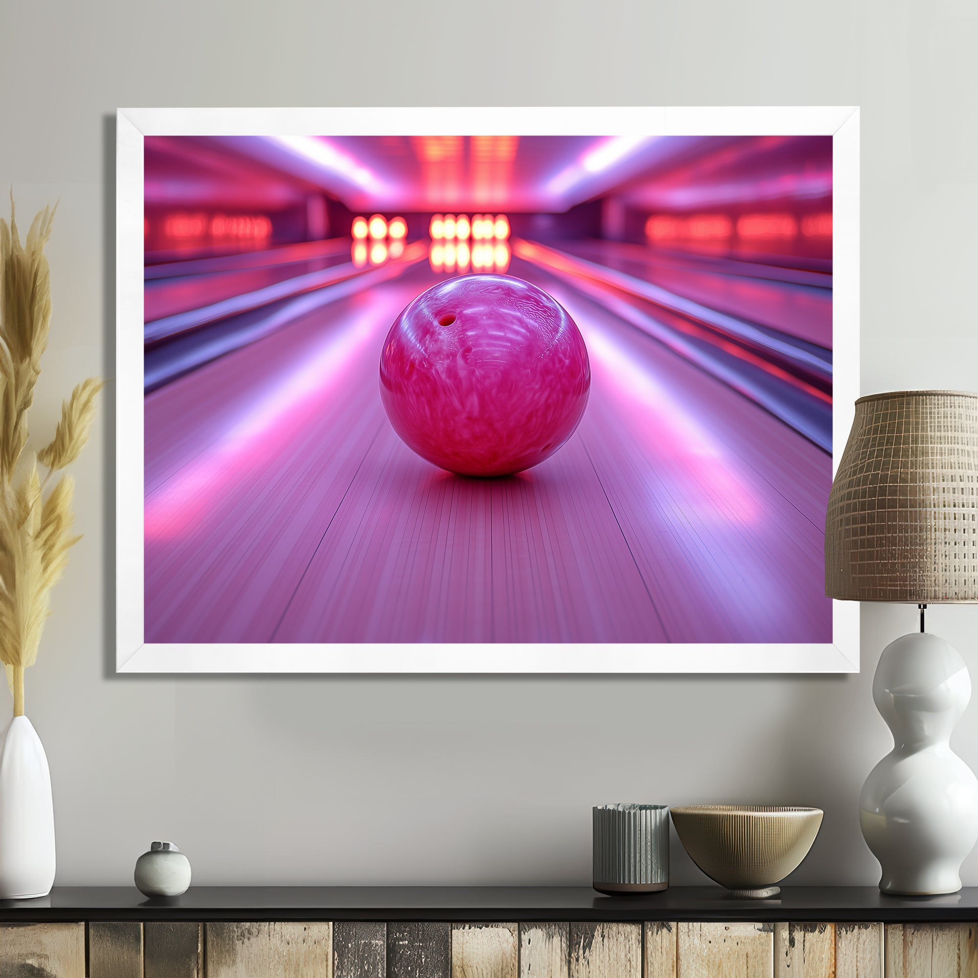 Pink And Purple Bowling Strike Celebration - Bowling Canvas Wall Art