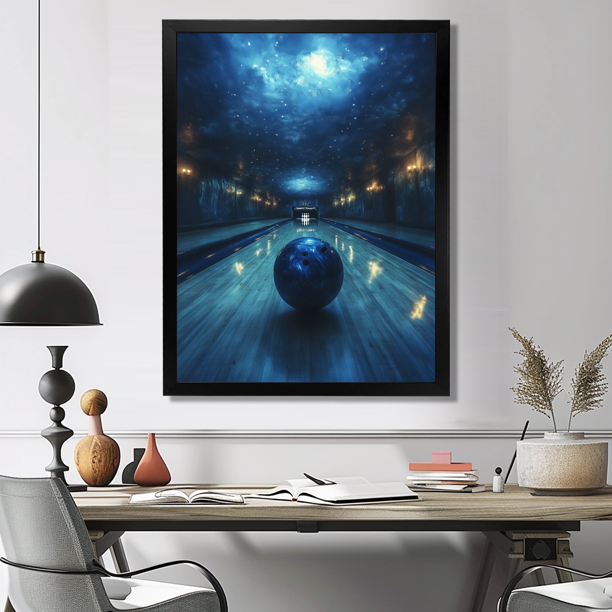 Blue And Black Bowling Strike Zone - Bowling Canvas Wall Art