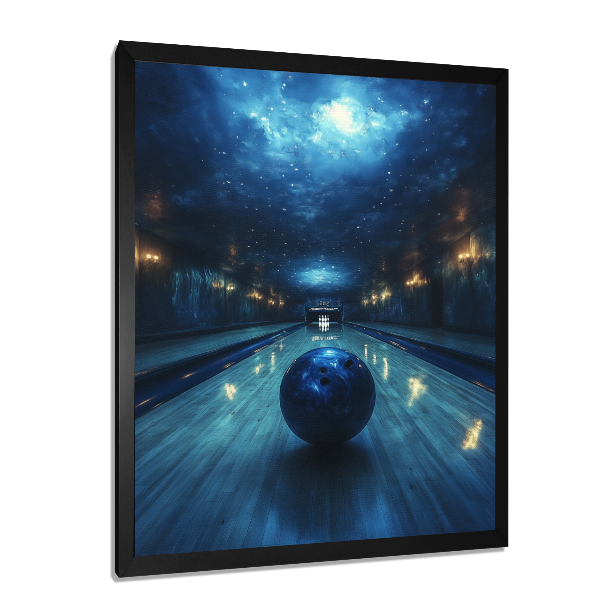 Blue And Black Bowling Strike Zone - Bowling Canvas Wall Art