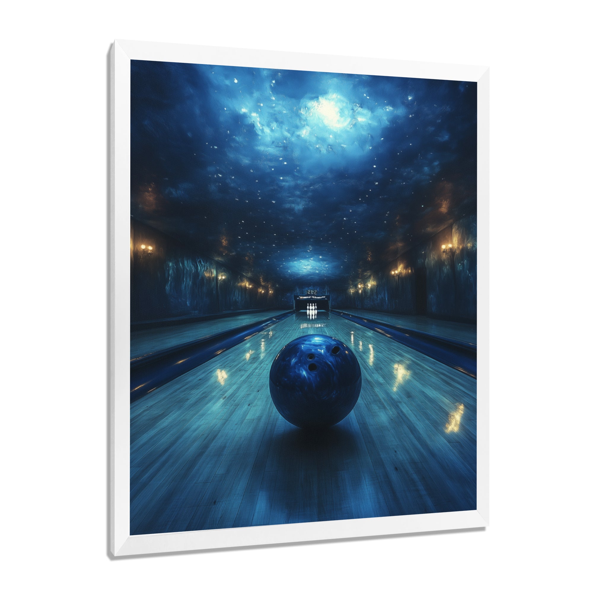Blue And Black Bowling Strike Zone - Bowling Canvas Wall Art