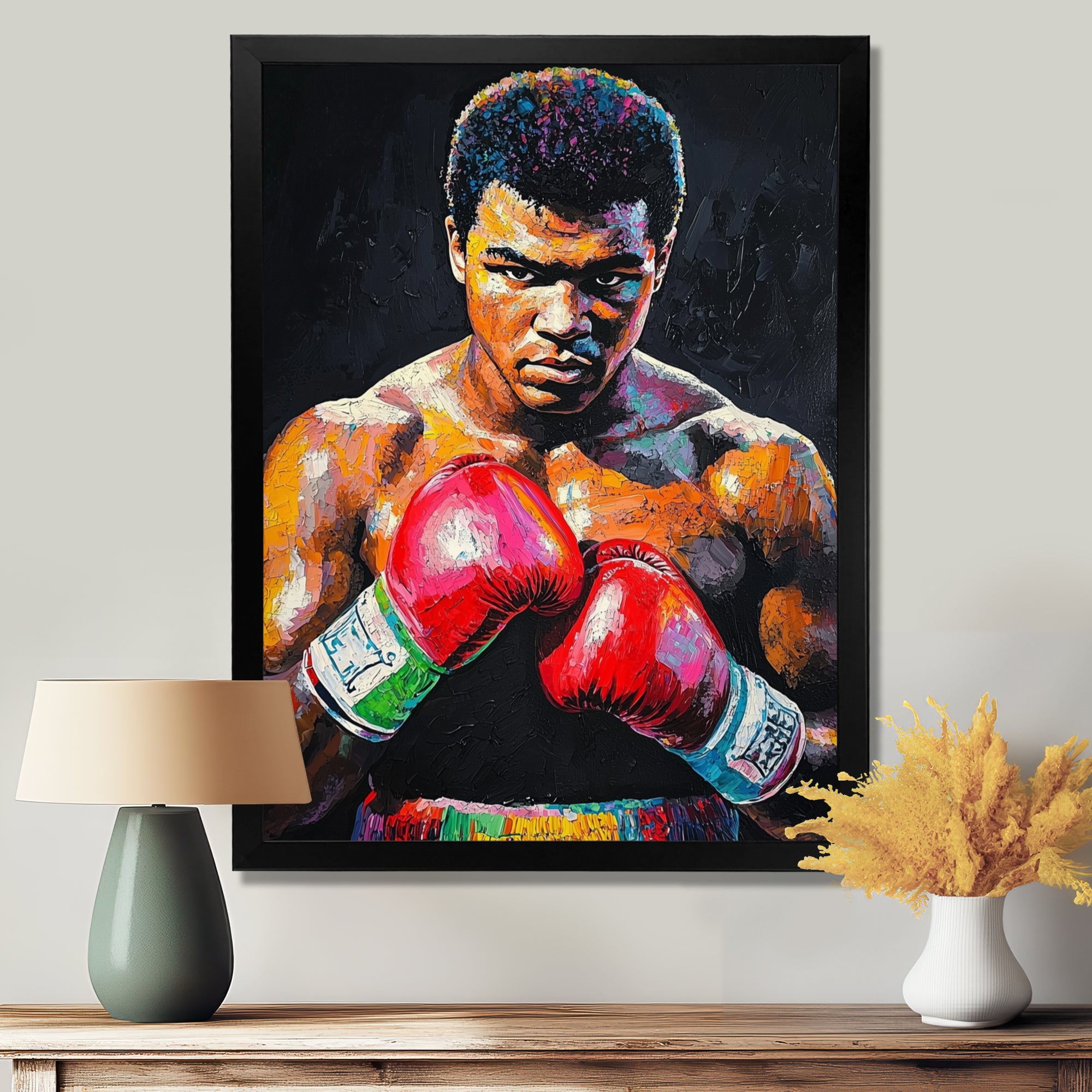 Red And Green Sport Boxing Mohamad Ali Art I - Sport Boxing Canvas Wall Art