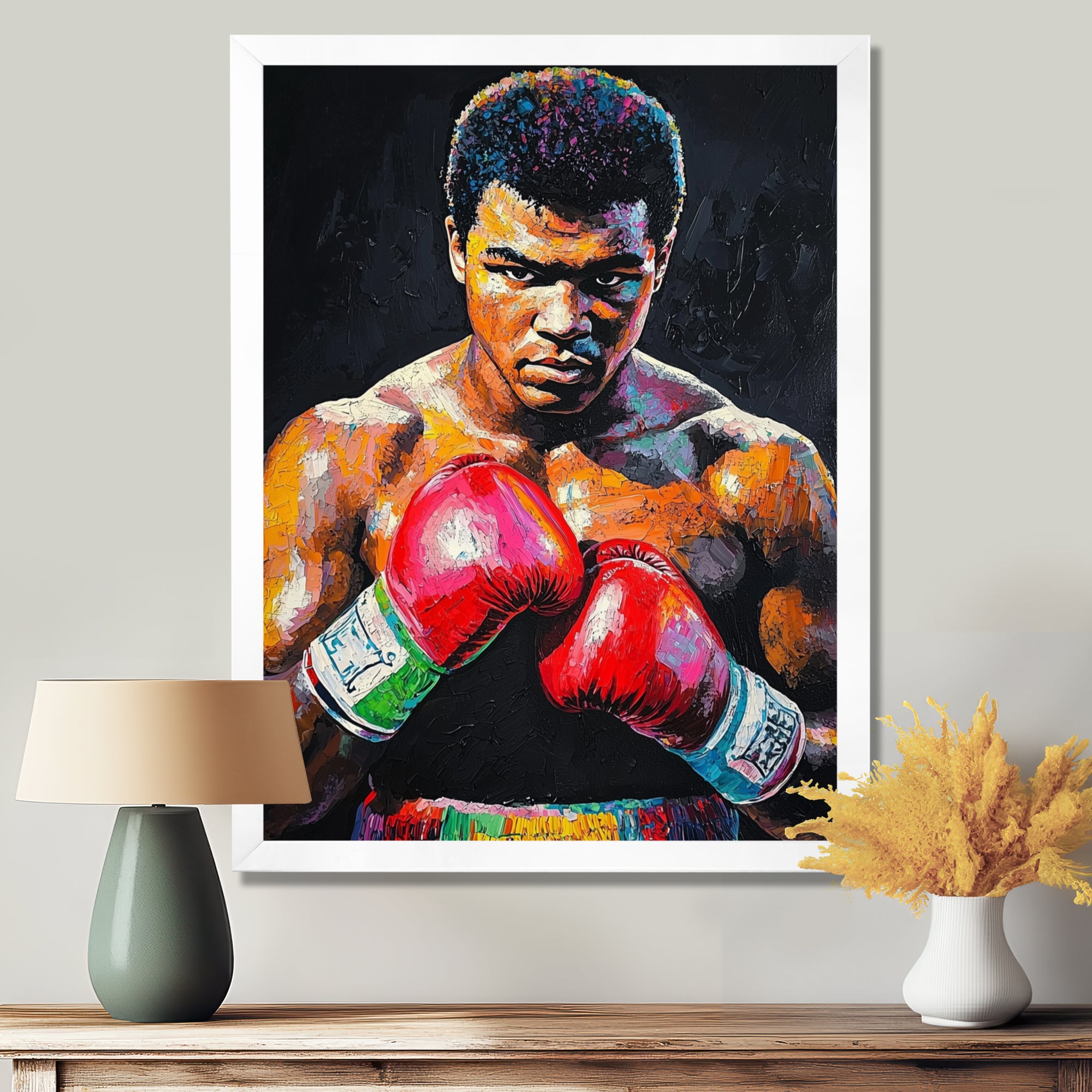 Red And Green Sport Boxing Mohamad Ali Art I - Sport Boxing Canvas Wall Art