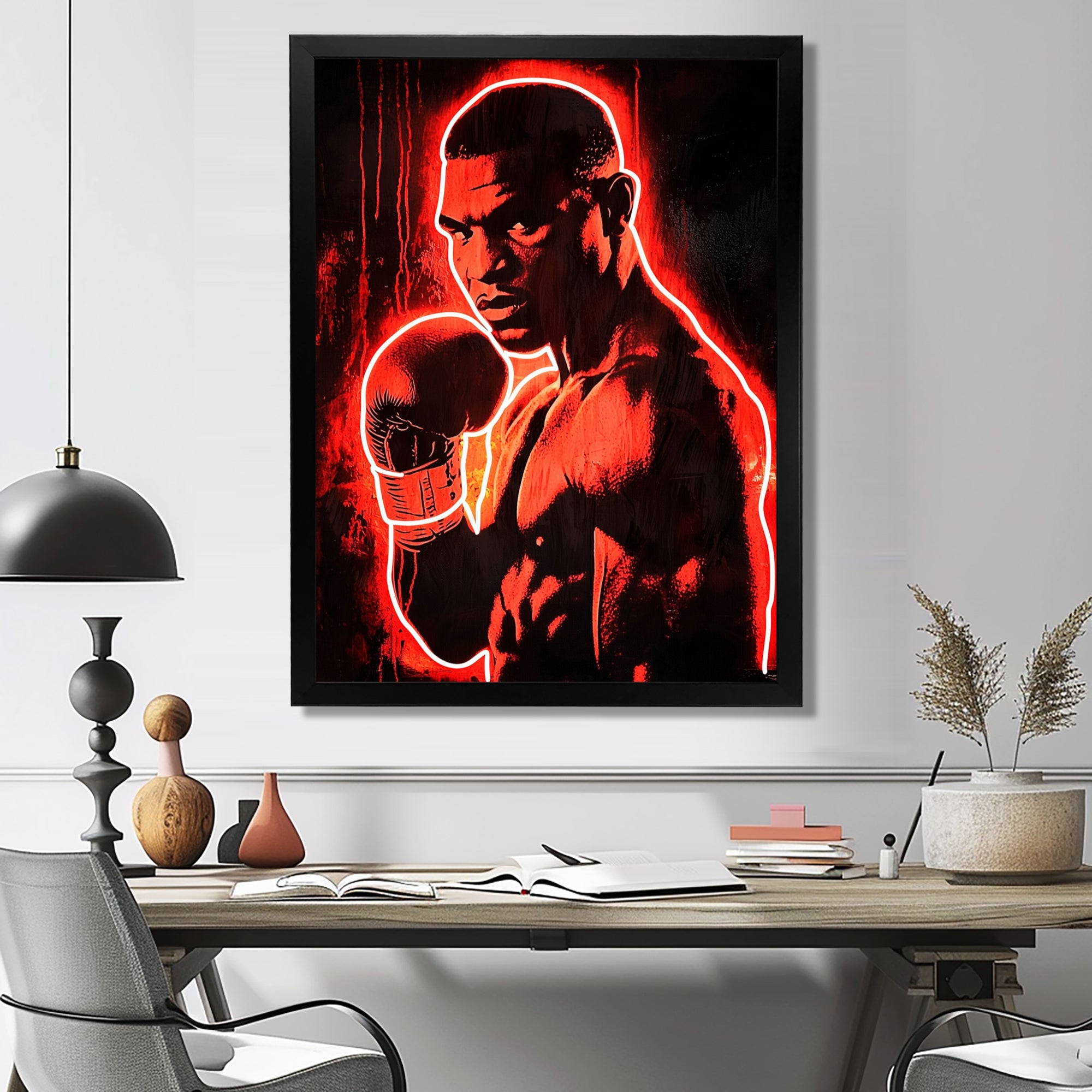 Neon Style Painting Of Mike Tyson - Sport Boxing Canvas Wall Art