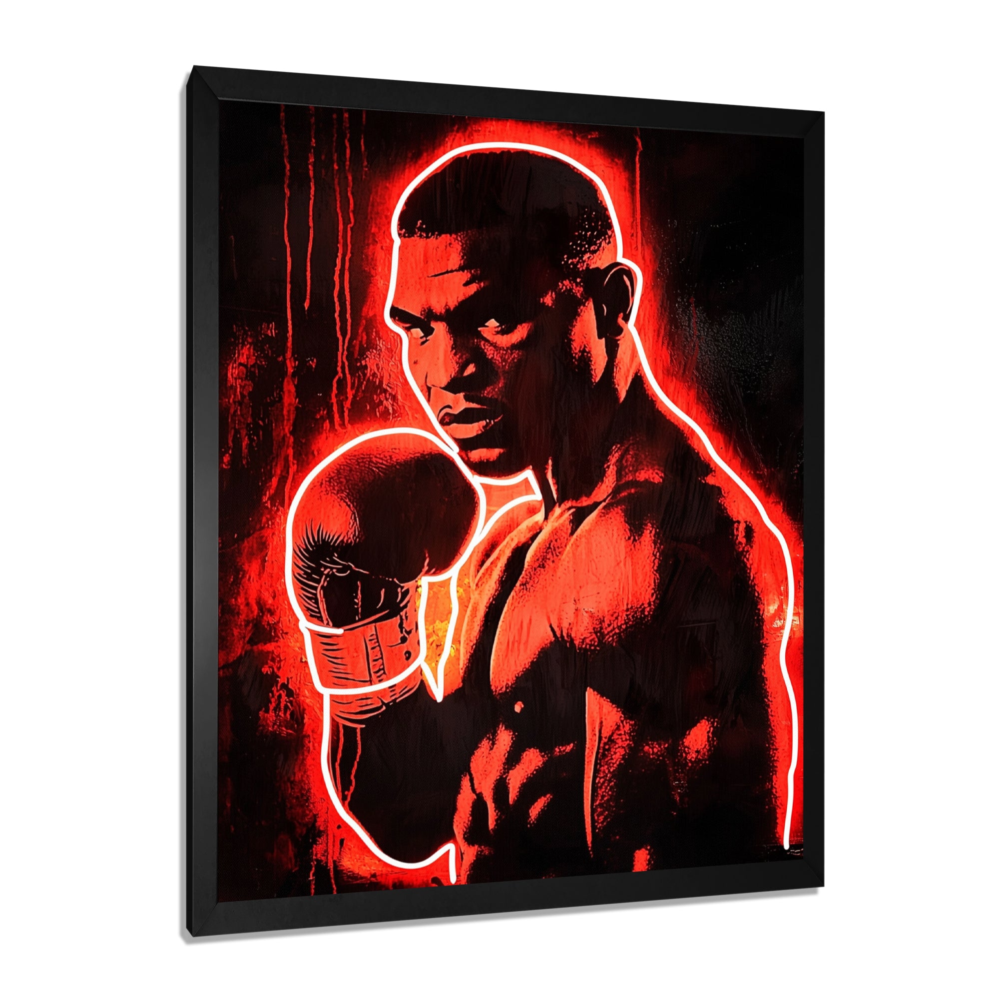 Neon Style Painting Of Mike Tyson - Sport Boxing Canvas Wall Art