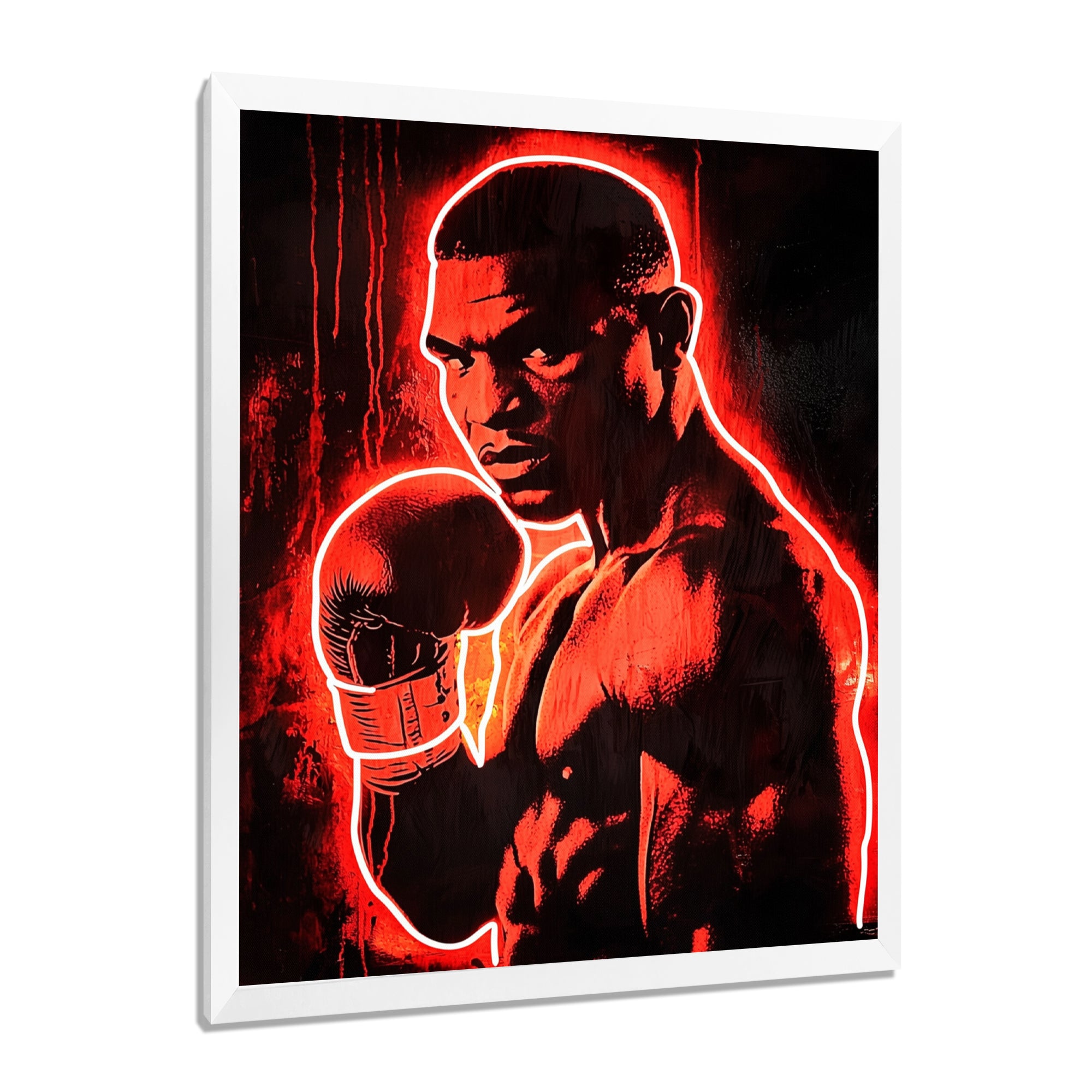 Neon Style Painting Of Mike Tyson - Sport Boxing Canvas Wall Art
