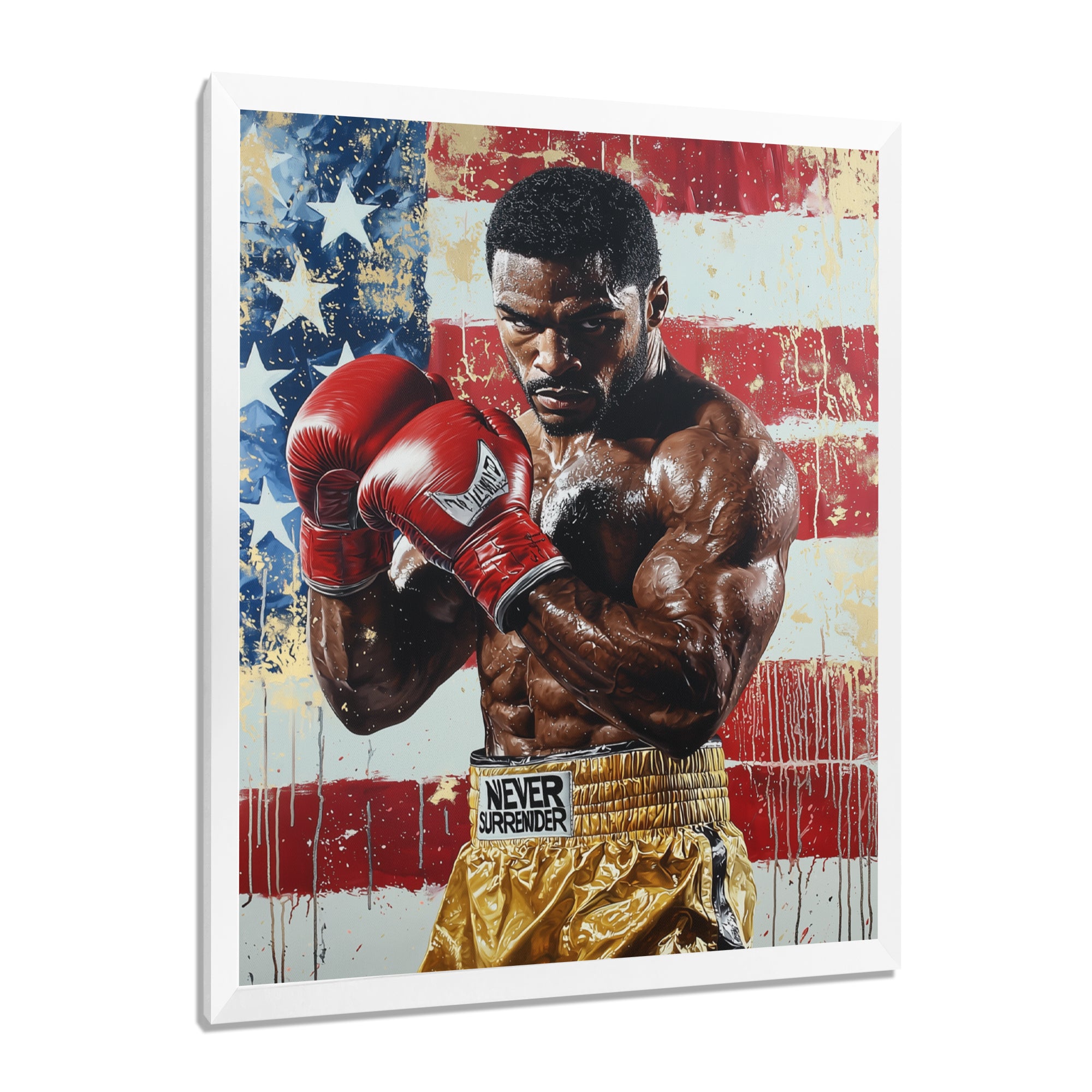Red And White Sport Boxing Apollo Creed I - Sport Boxing Canvas Wall Art