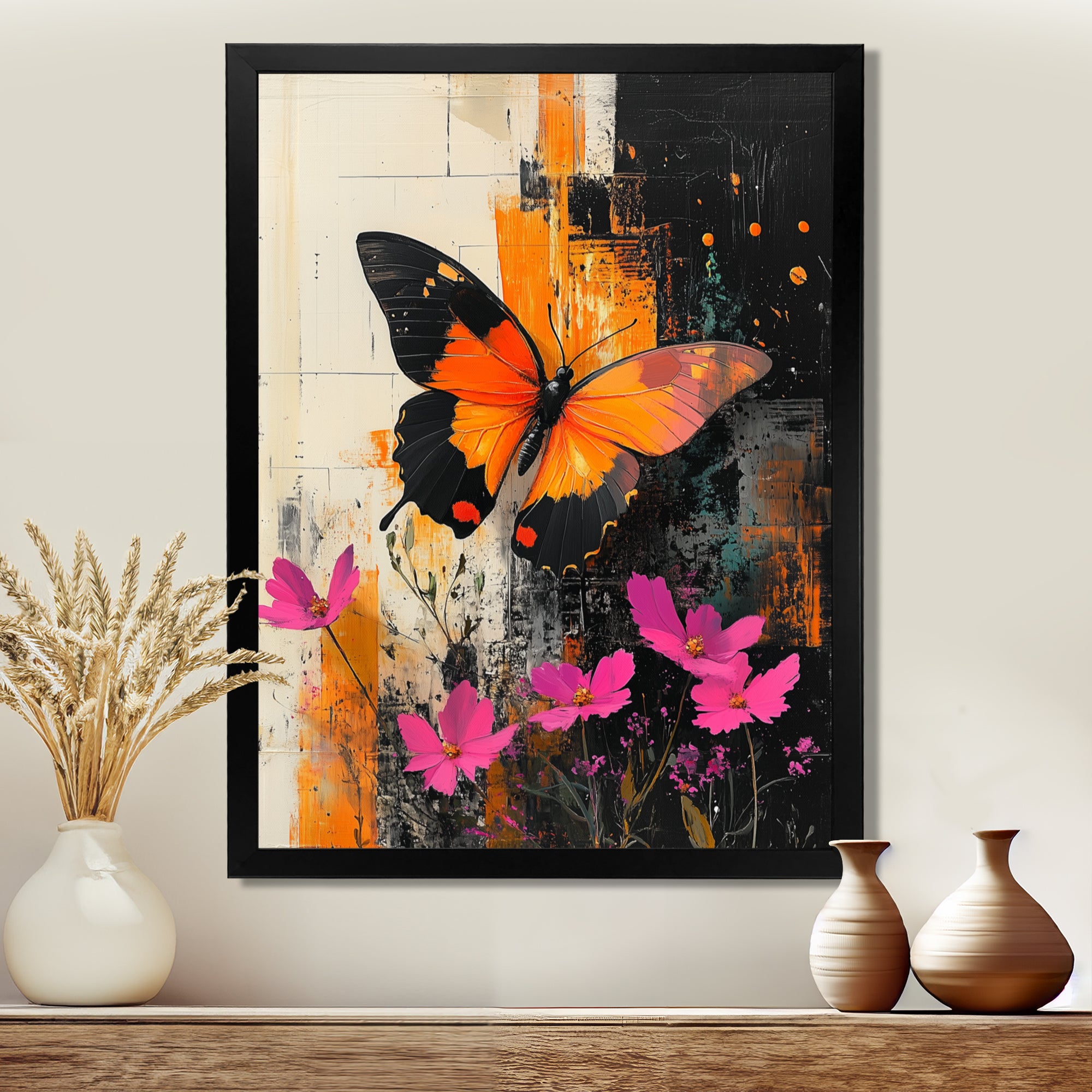 Butterfly Shoreline Symphony Of Life - Butterfly Framed Canvas Art
