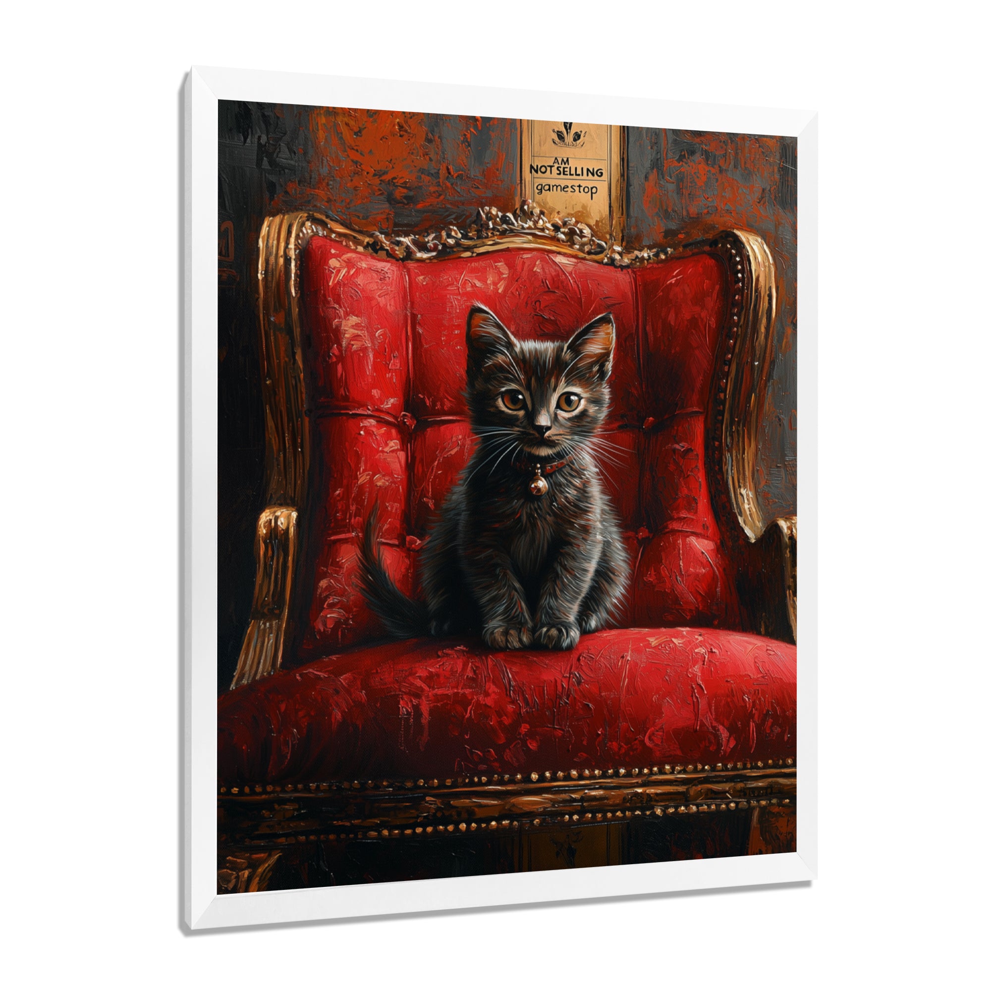 Red And Gold Cat Roaring Kitty Sophisticate - Cat Large Canvas Wall Art