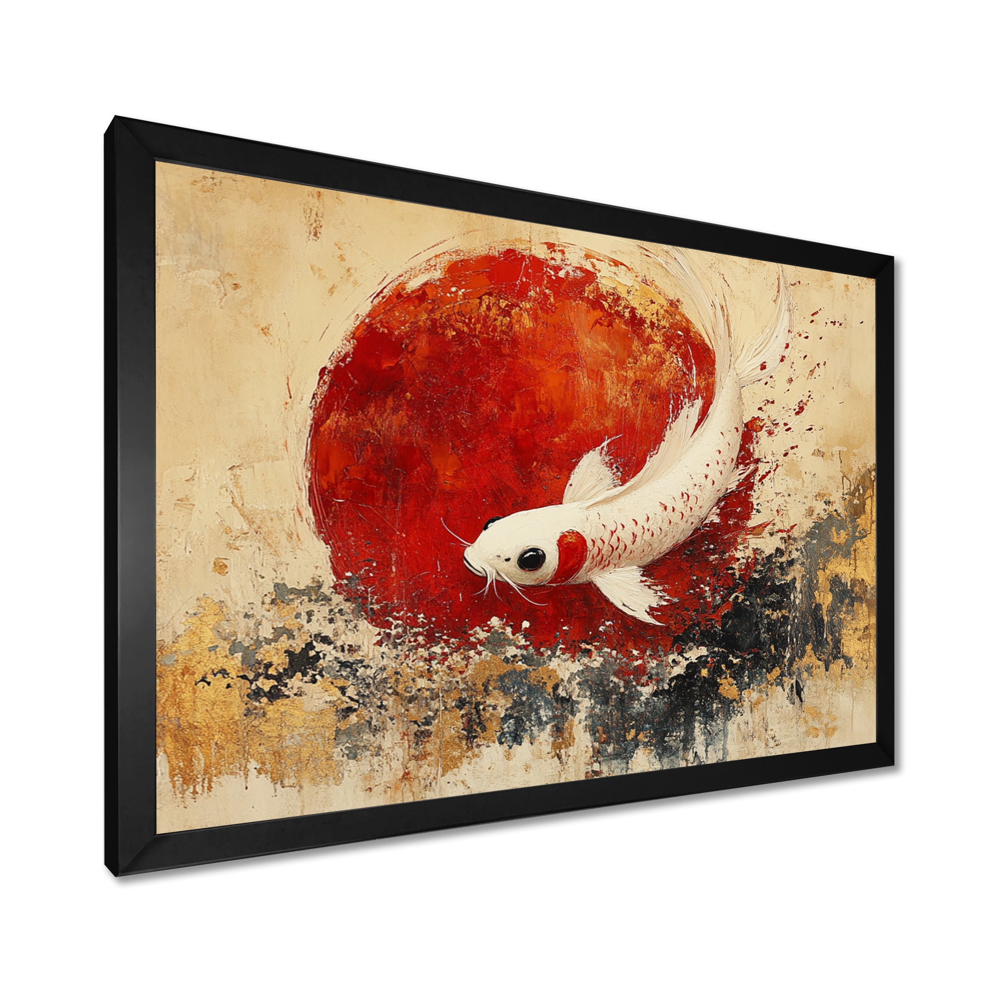 White And Red Koi Fish Chinese Zodiac - Koi's Fish Bedroom Wall Art
