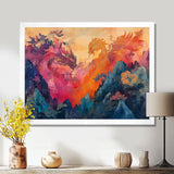 Pink And Orange Dragons Paper Offerings - Dragons Wall Decor