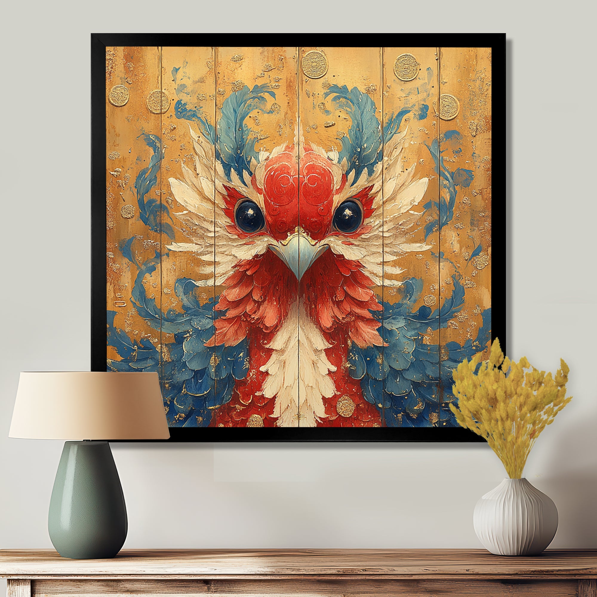 Red And Blue Bird Spirit Guardian - Bird Wall Art Prints