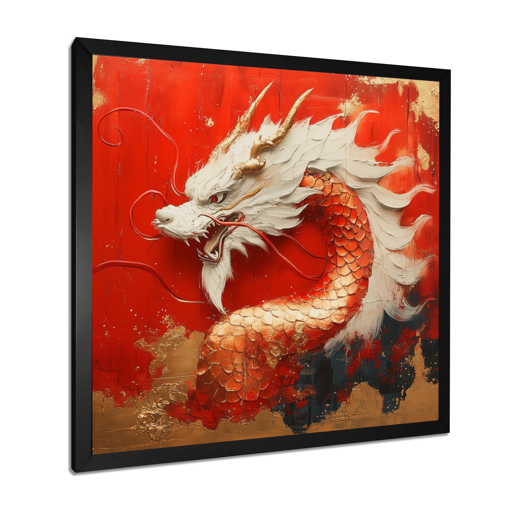 White And Orange Dragon Spirit - White Dragons Wall Art