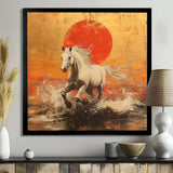 Orange And Gold Horse - Horse Framed Canvas Art