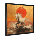 Orange And Gold Horse - Horse Framed Canvas Art