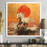 Orange And Gold Horse - Horse Framed Canvas Art